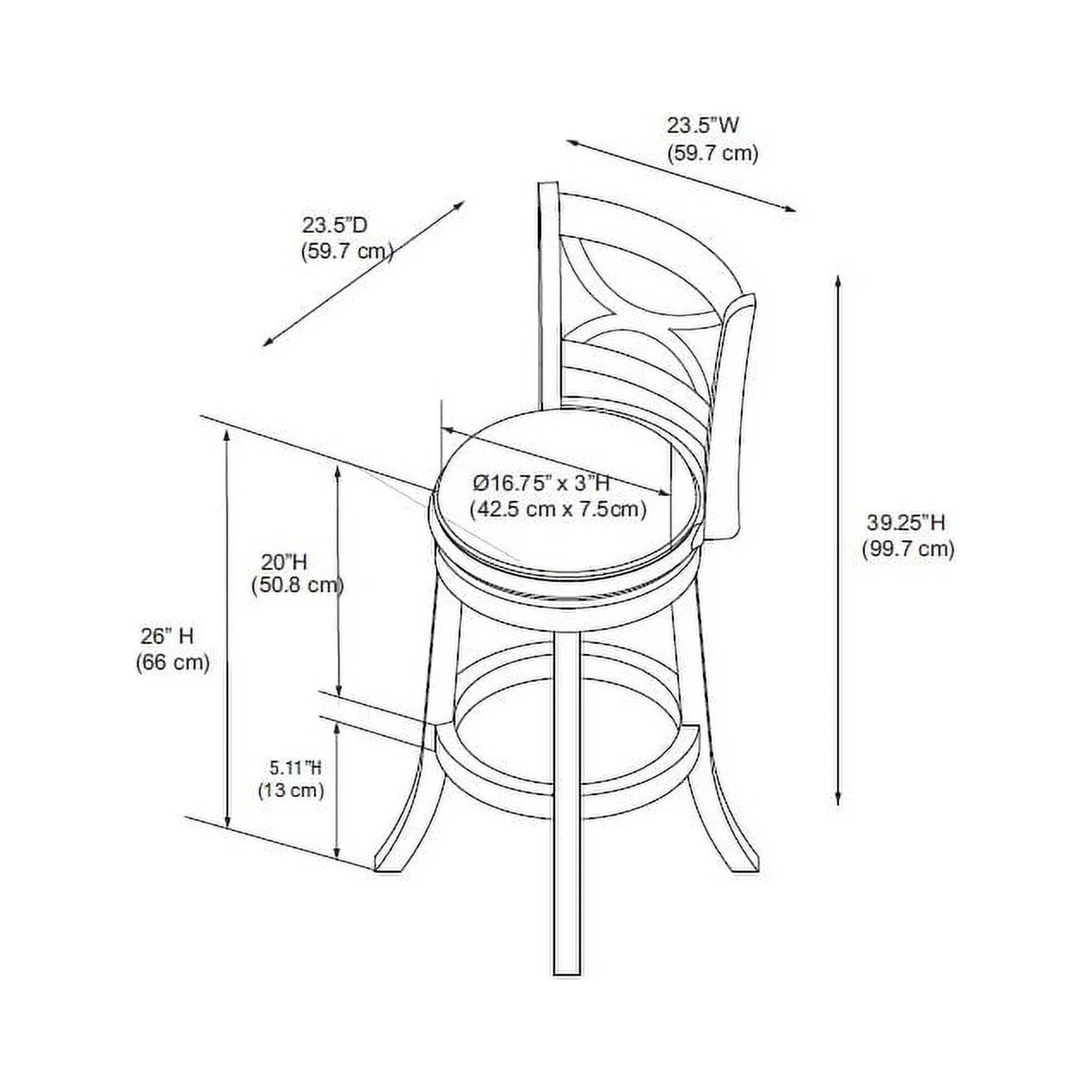 Home Square 3 Piece Swivel Wood Counter Stool Set with PU Seat in Cream