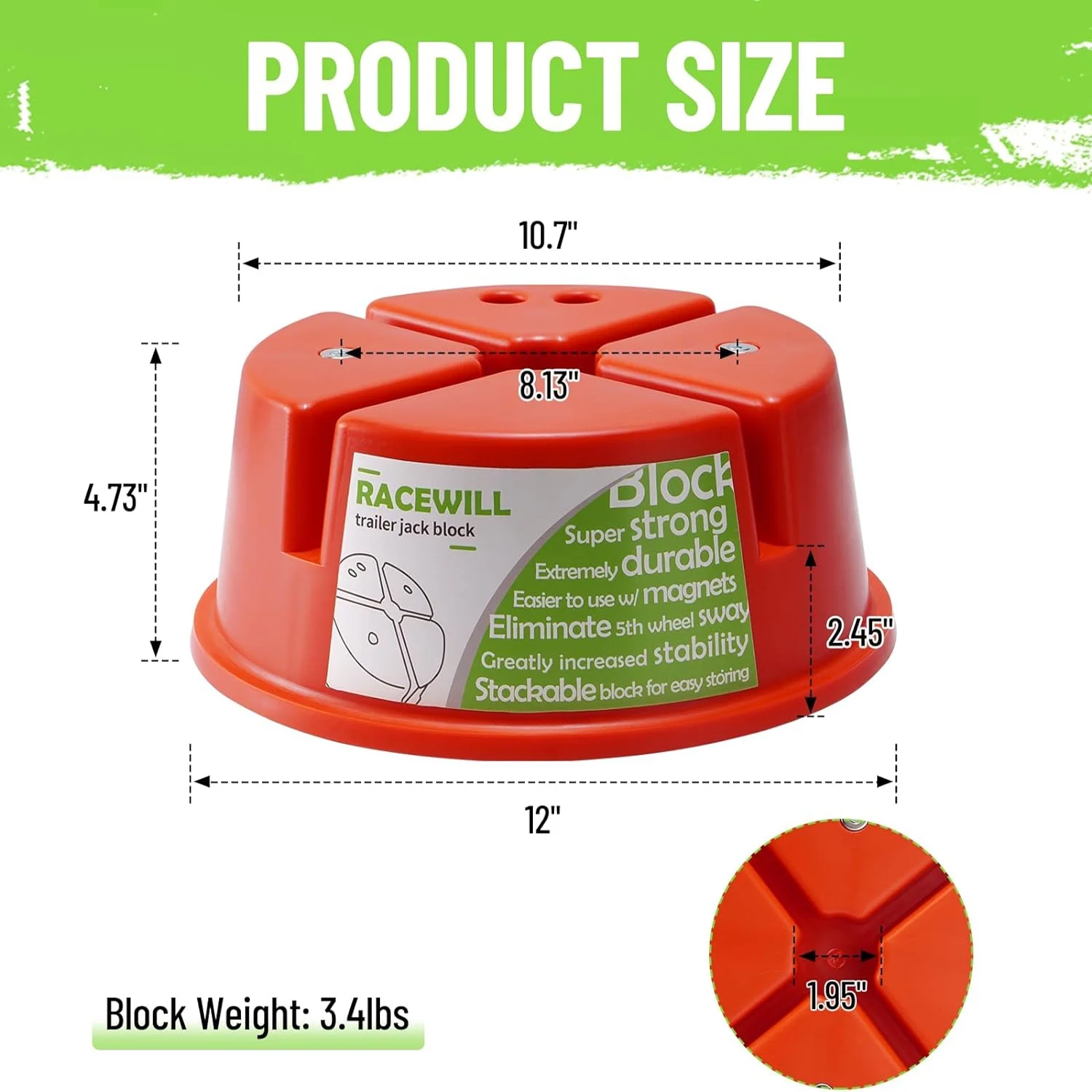 2 Pack Trailer Jack Blocks, RV Camper Stabilizer Blocks Round with Magnets for Travel Trailer or Fifth Wheel Leveling Stabilizers Jack Stands