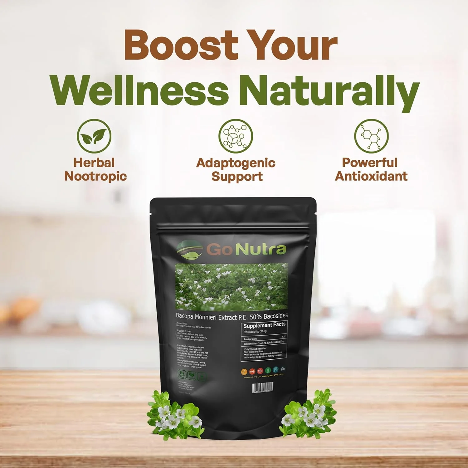 Bacopa Extract Powder (Bacopa Monnieri) 50% Bacosides - Herbal Extract Brahmi Supplement (4 oz.)
