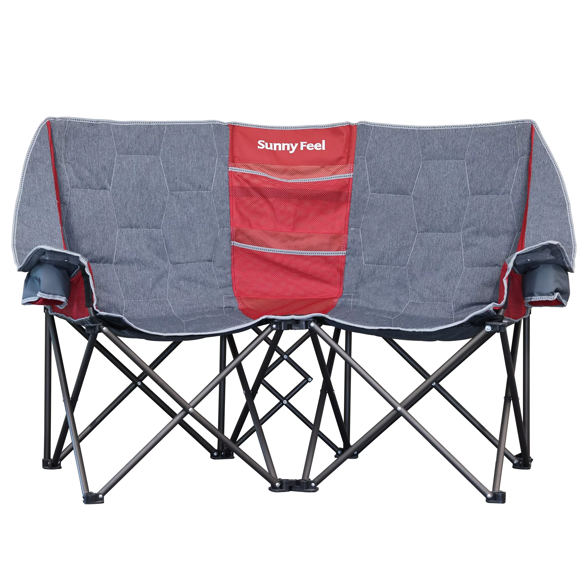 SunnyFeel Double Camping Chair Folding Loveseat Oversized for 2 Person (Gray)