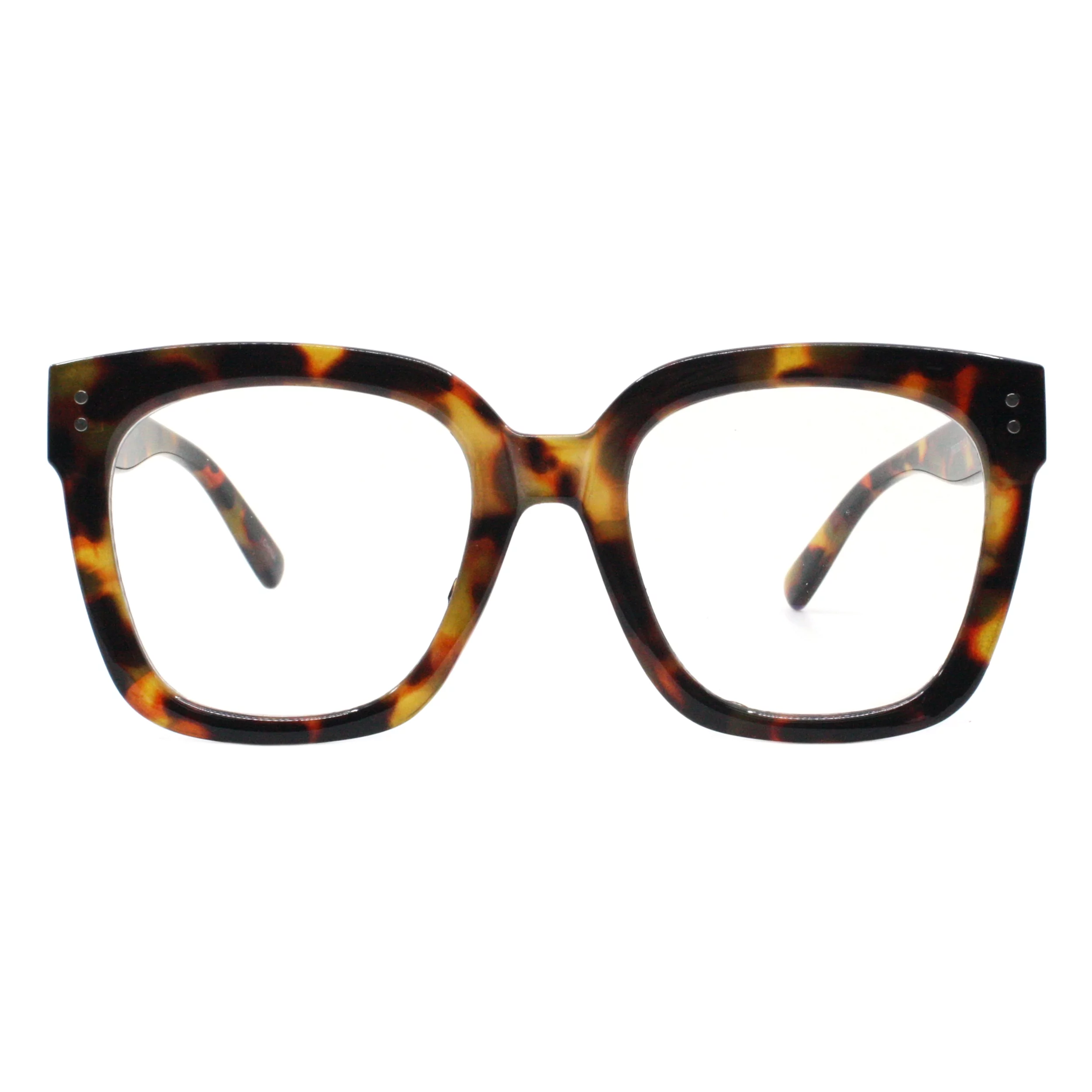 Blue Light Filtering Lens Glasses XL Oversized Square Frame Unisex Tortoise