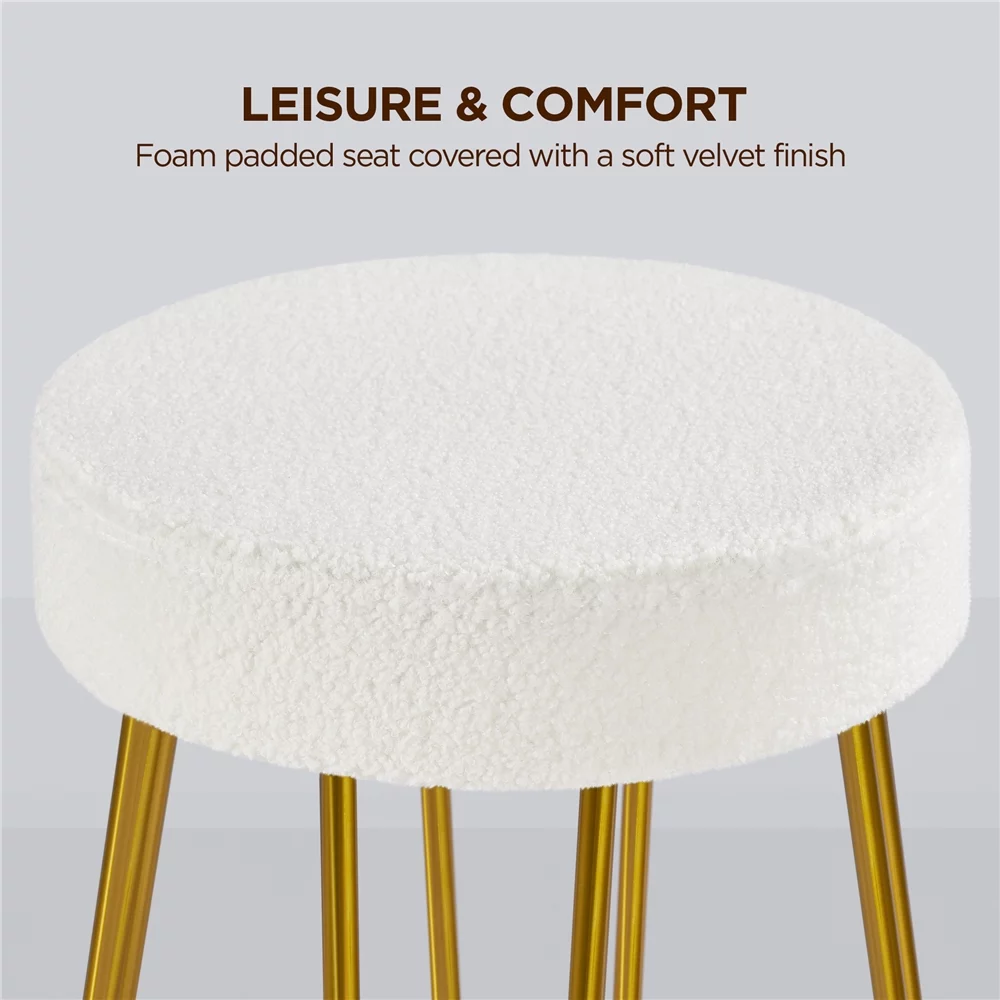 Yaheetech 2pcs 26.5'' H Upholstered Velvet Counter Stools, Ivory