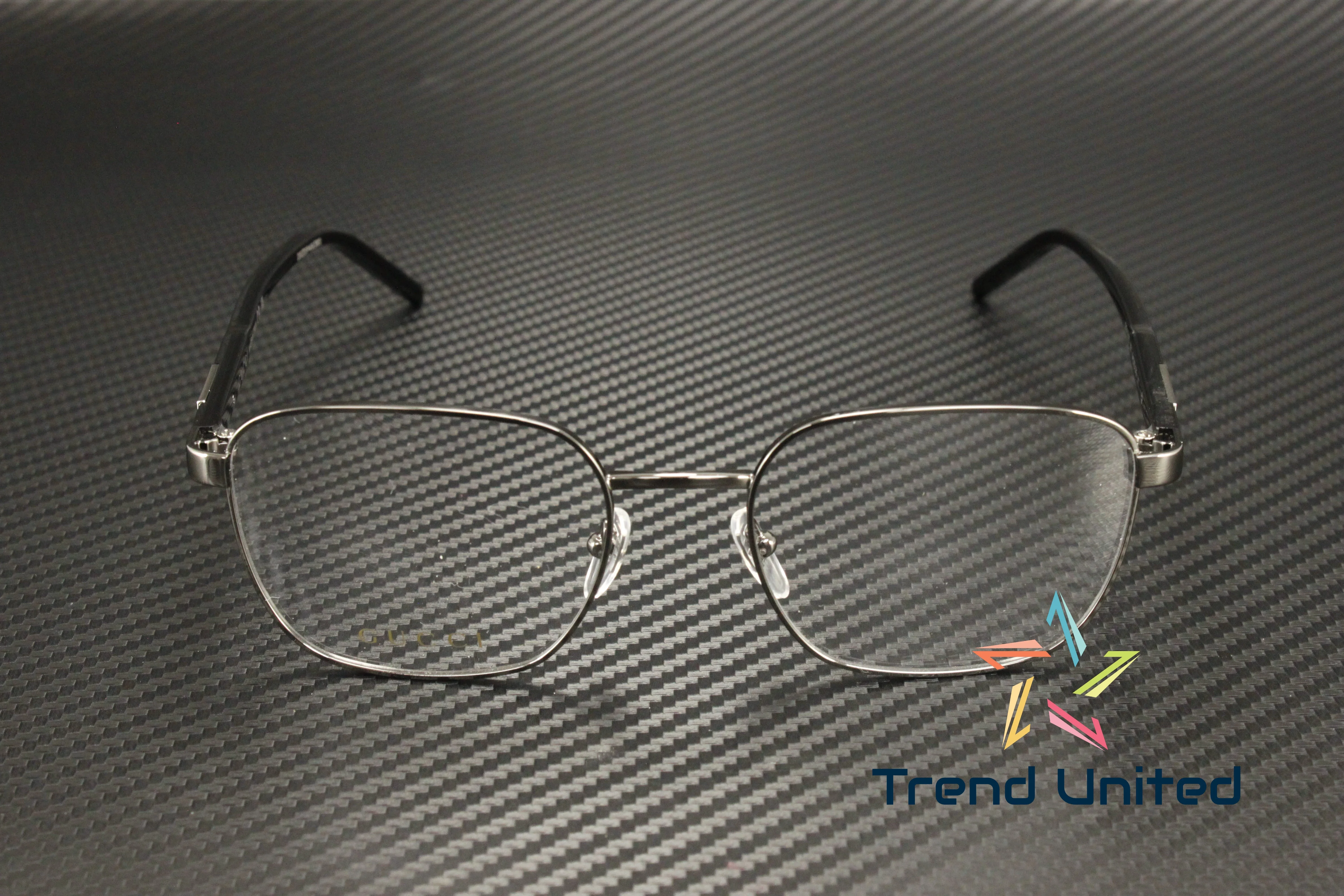 GUCCI GG1161O 001 Rectangular Squared Metal Ruthenium Black 54mm Mens Eyeglasses