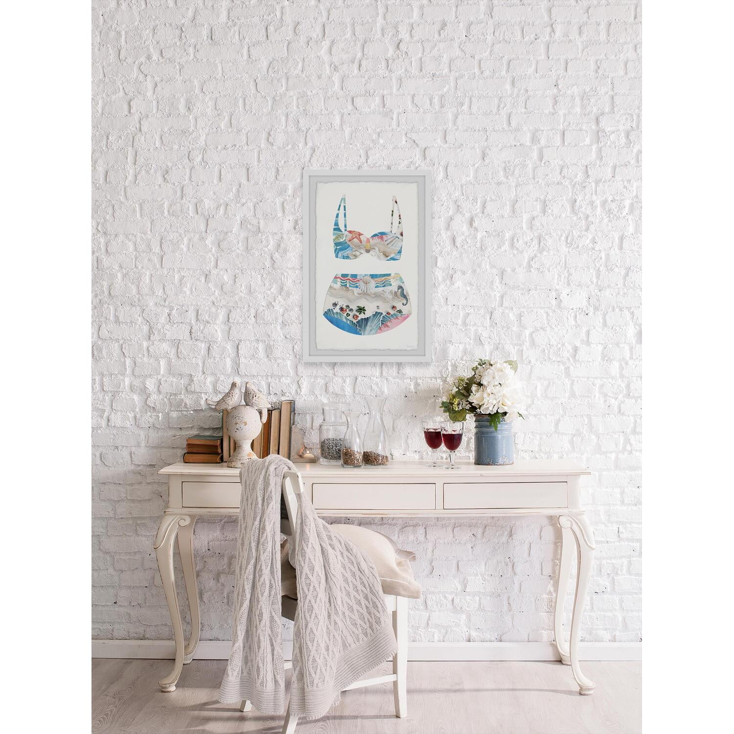 Maykoosh Retro Renaissance Coastal Beach Swimsuit Framed Painting Print