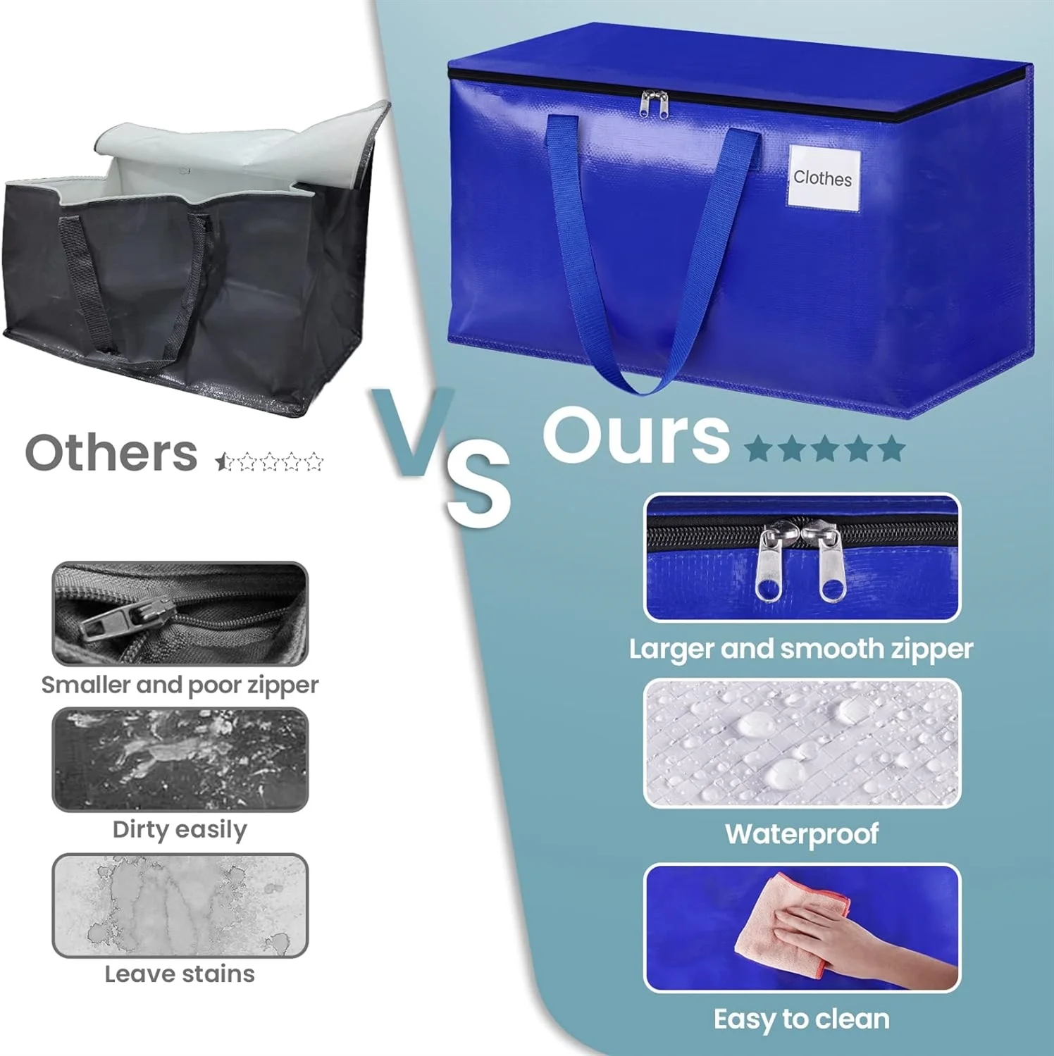 PKPOWER Moving Bags Heavy Duty with Strong Zippers and Handles Collapsible Moving Supplies, Storage Totes for Packing & Moving Storing,8-Pack, Blue