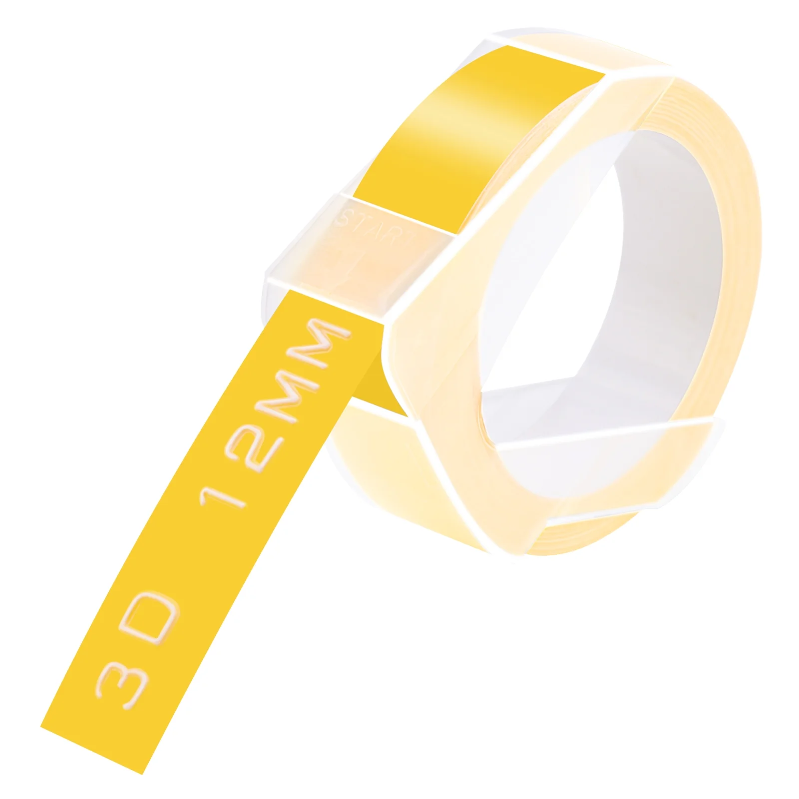 GREENCYCLE 100PK Compatible for Dymo 3D Plastic Embossing Labels 521208 White on Yellow Label Tape 12mm 1/2'' x 3m 9.8' Use in Organizer Xpress, Office Matte II, Magazine Maker, Motex Label Maker