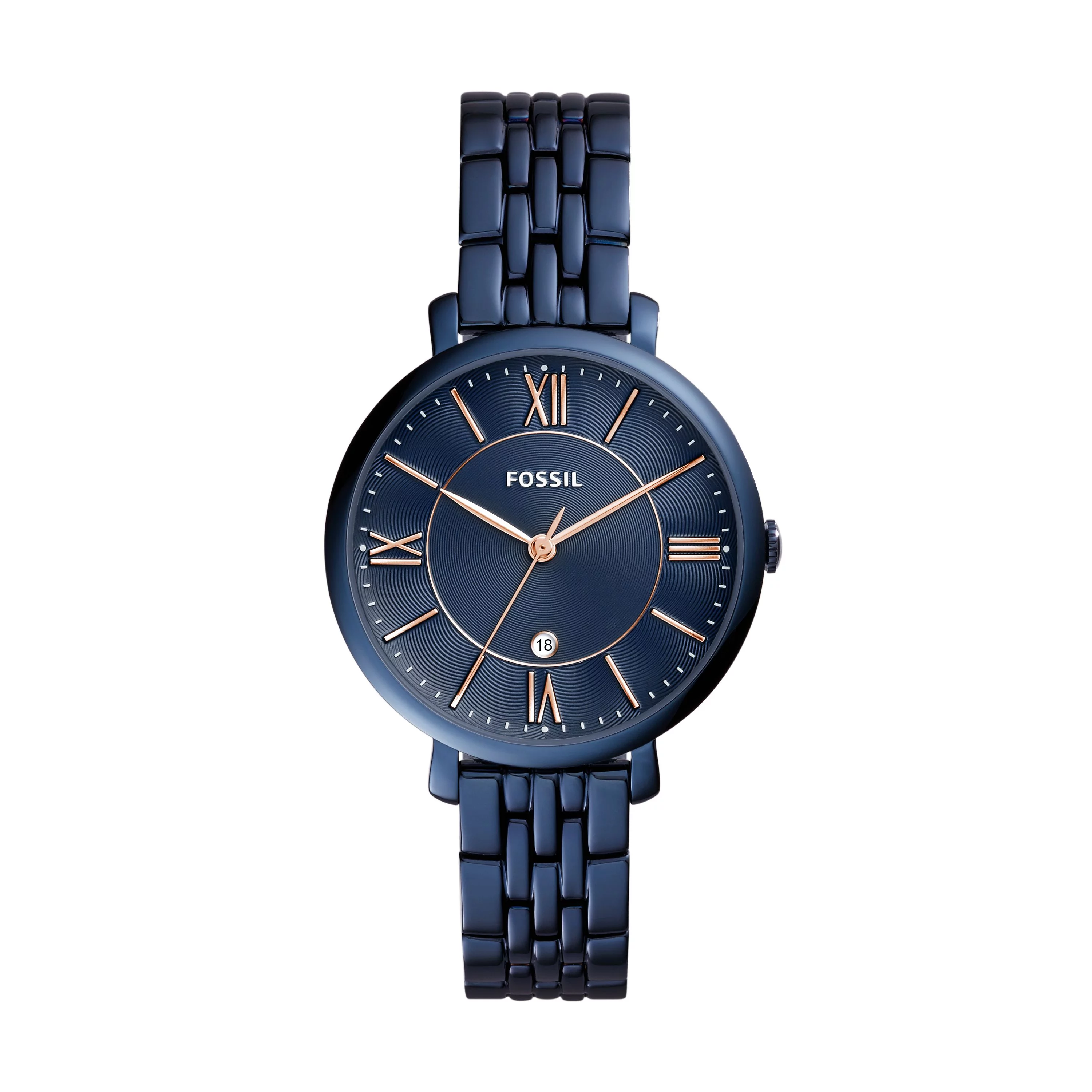 Fossil Ladies' Jacqueline Three-Hand Date Blue Stainless Steel Watch ES4094