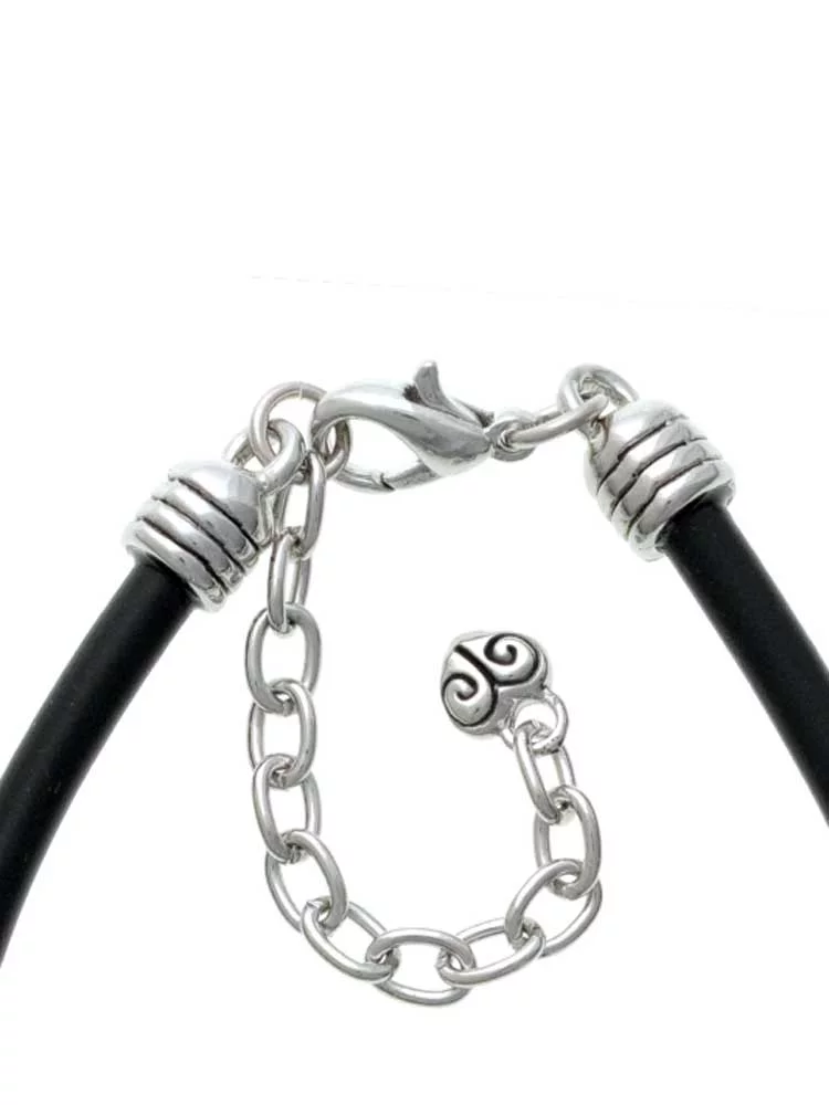 Delight Jewelry Tall Sitting Matte Black Cat Dome Best Teacher Ever Black Rubber Charm Bracelet