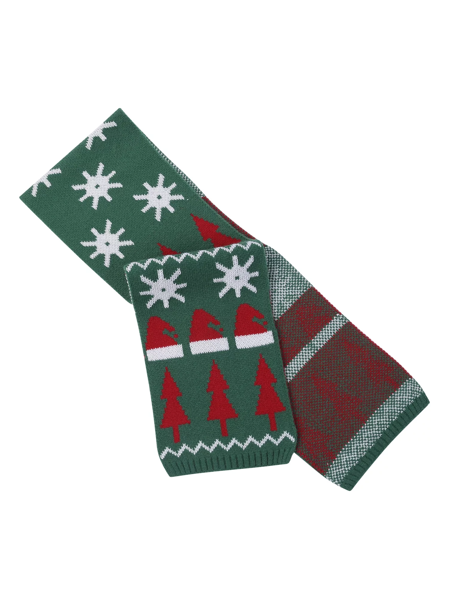 Carolilly Kids Christmas Scarf,Tree/Boot/Deer Print Neckerchief Knitted Scarf for Christmas Gifts