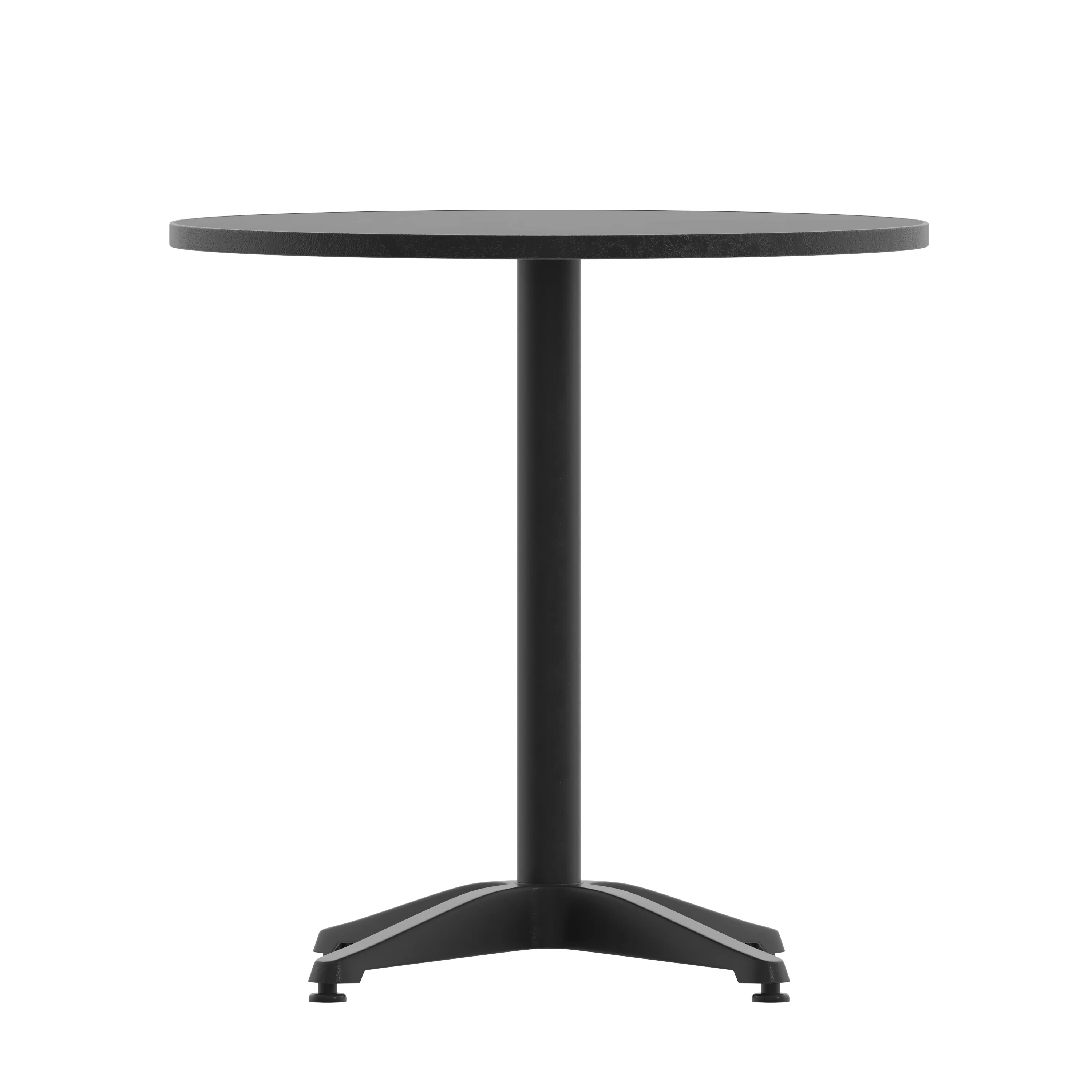 BizChair 27.5'' Black Round Metal Indoor-Outdoor Table with Base