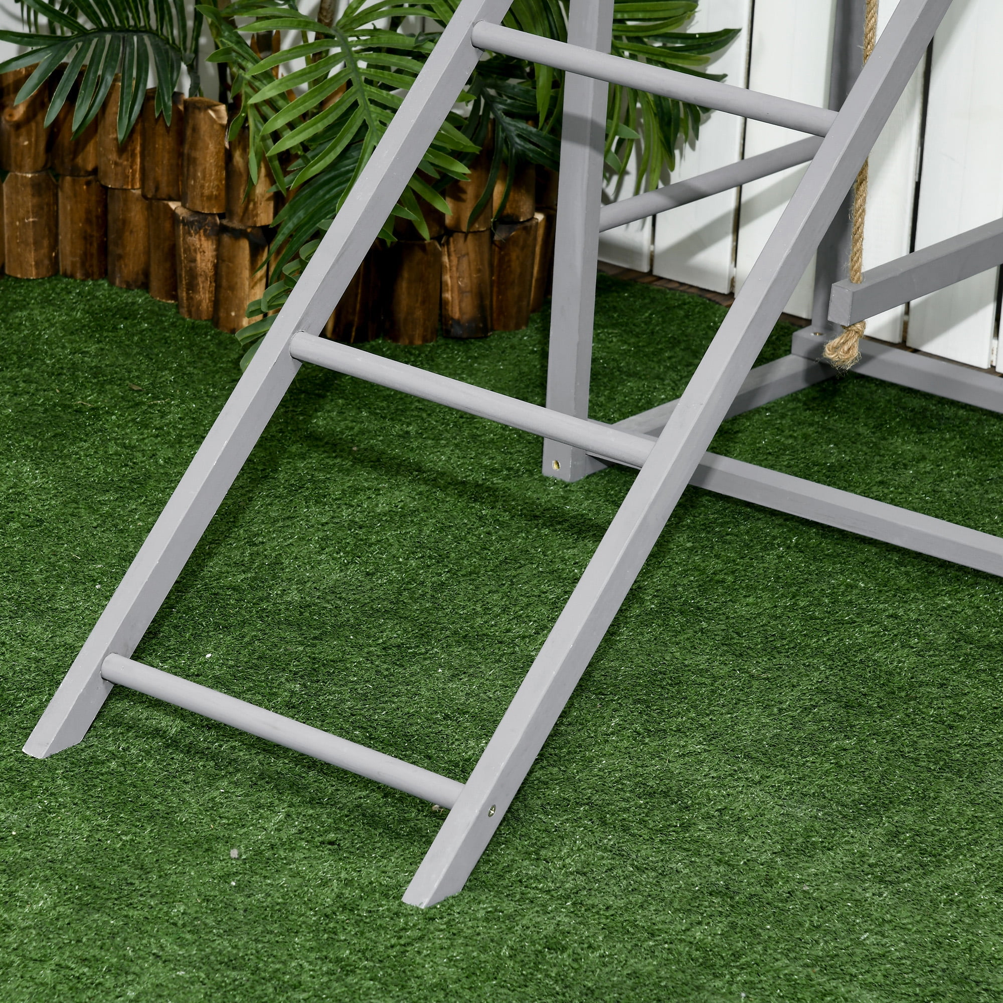 PawHut Wooden Chicken Activity Play w/ Swing Set, Chicken Coop Toy Gray