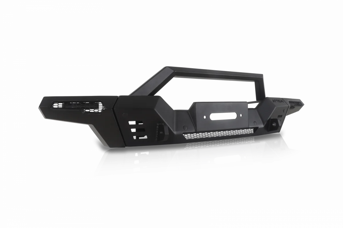 Attica 2018-2024 Fits Jeep Wrangler JL 2019-2024 Gladiator Black Powder Coated Steel Front Bumper Modular Wings ATTJL01A110-1-BX