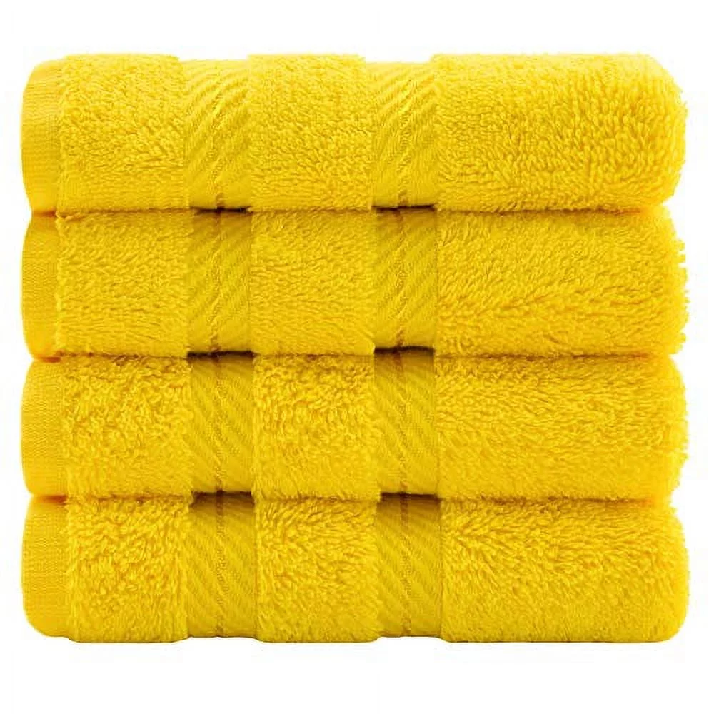 American Soft Linen 4 Piece 100% Turkish Cotton Washcloth Set, Lemon Yellow)