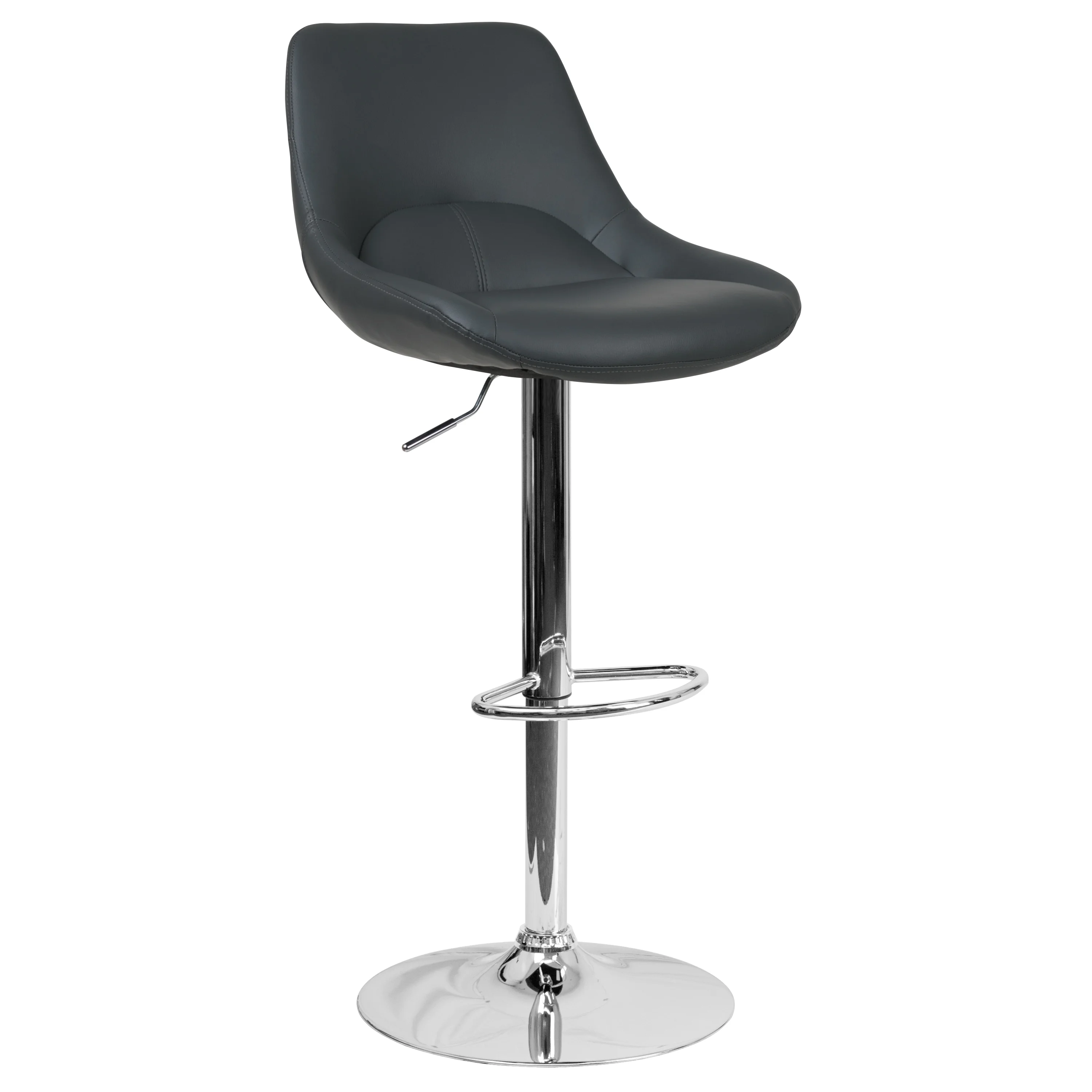 Flash Furniture Contemporary Gray Vinyl Adjustable Height Barstool with Chrome Base