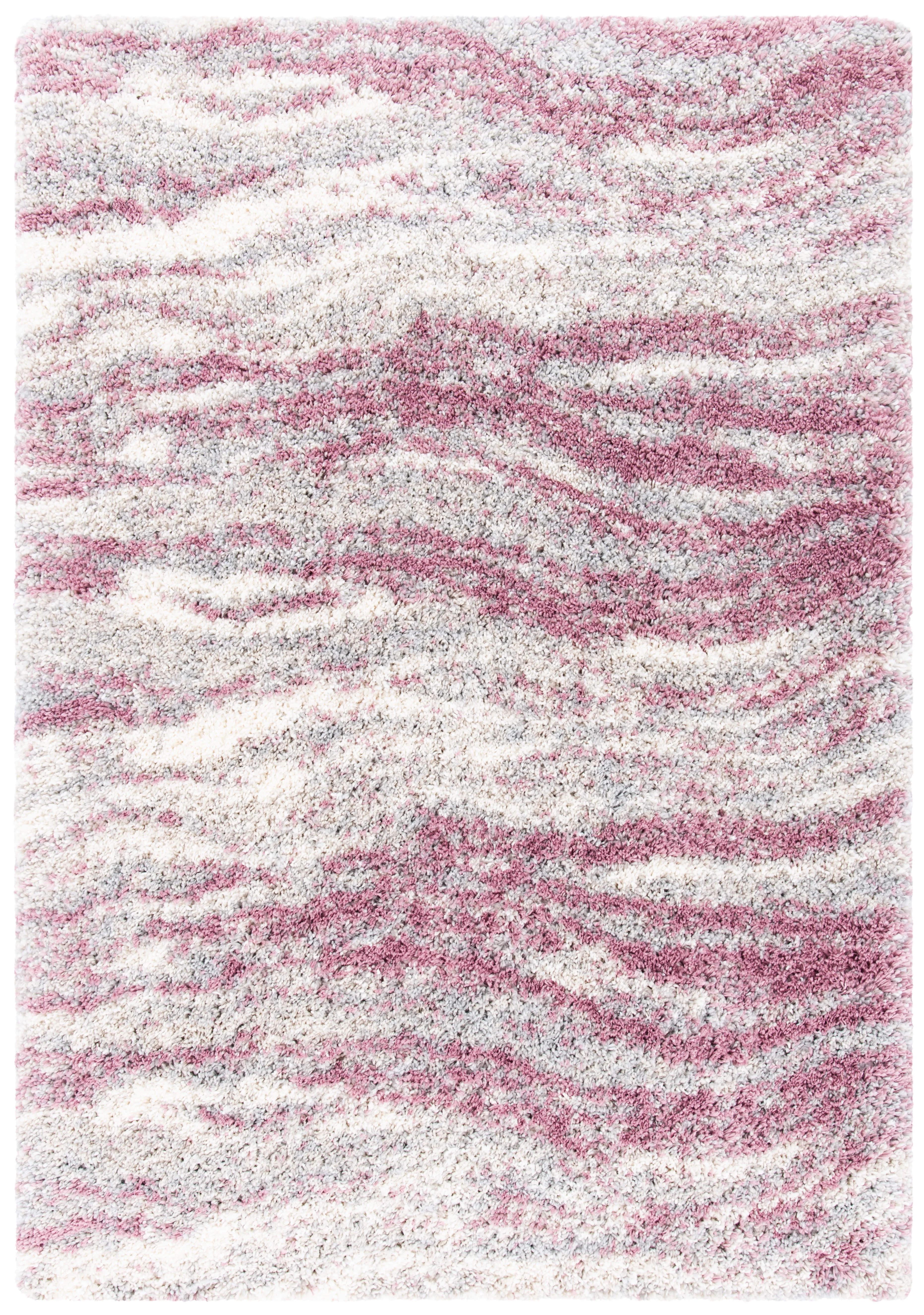 SAFAVIEH Fontana Shag Darien Abstract Plush Area Rug, Pink/Grey, 5'3