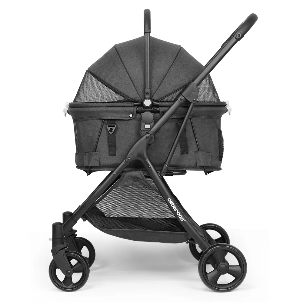 Beberoad Pets Pet Stroller for Small Dogs & Cats, with Removable Basket & Foldable Cart Frame, Inner Space Size 18.9