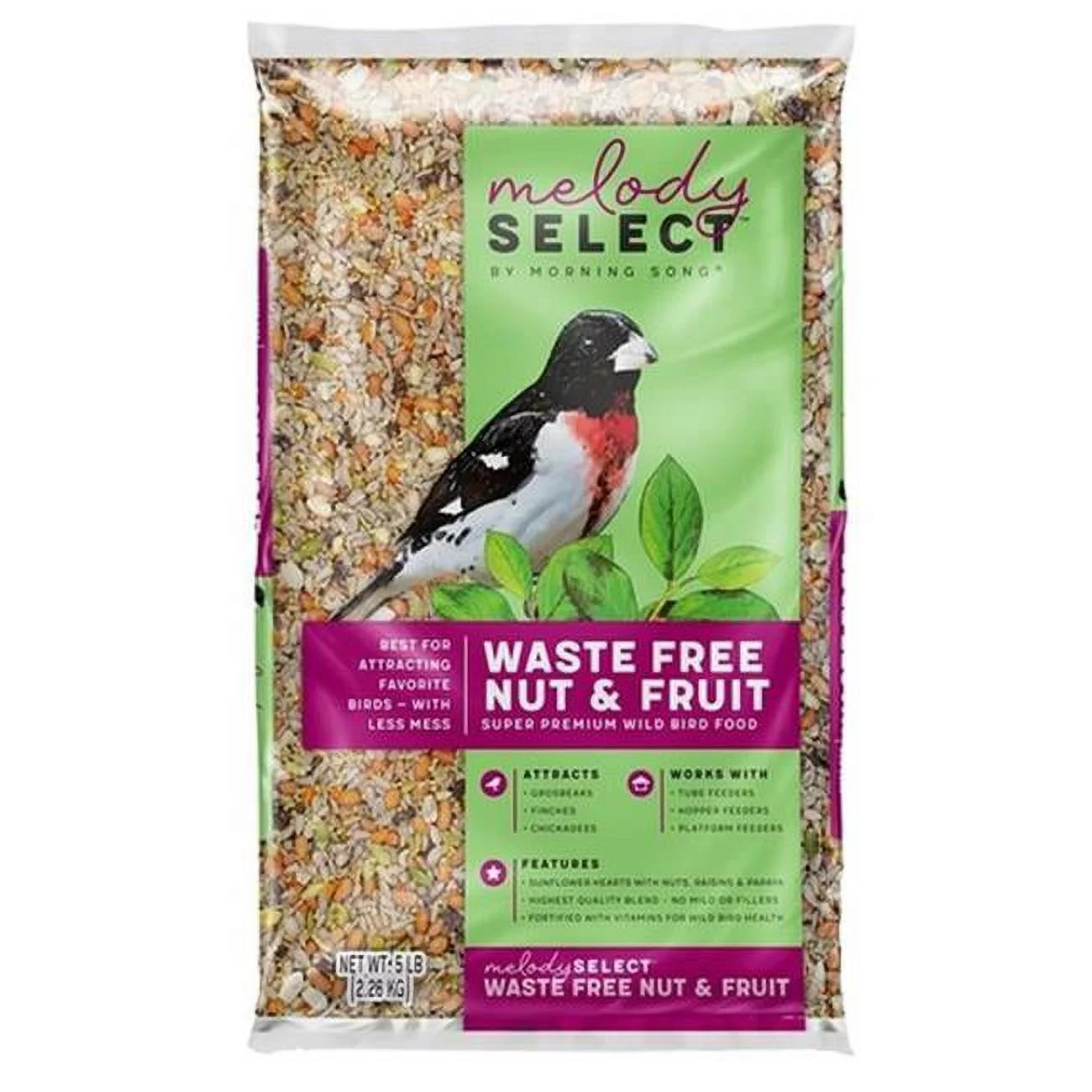Morning Song 14055 5 lbs Melody Select Series Waste Free Nut & Fruit Bird Food