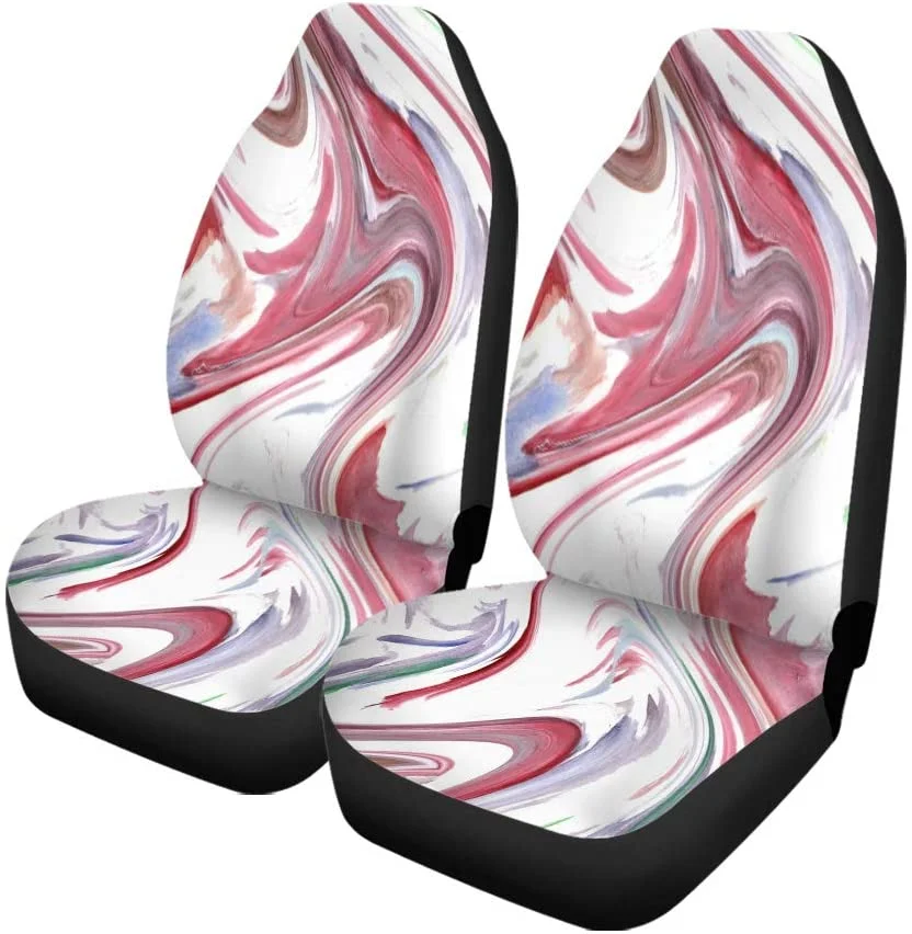FMSHPON Set of 2 Car Seat Covers Blue Agate Abstract Watercolor Marble Silk Colorful Artistic Bright Universal Auto Front Seats Protector Fits for Car,SUV Sedan,Truck