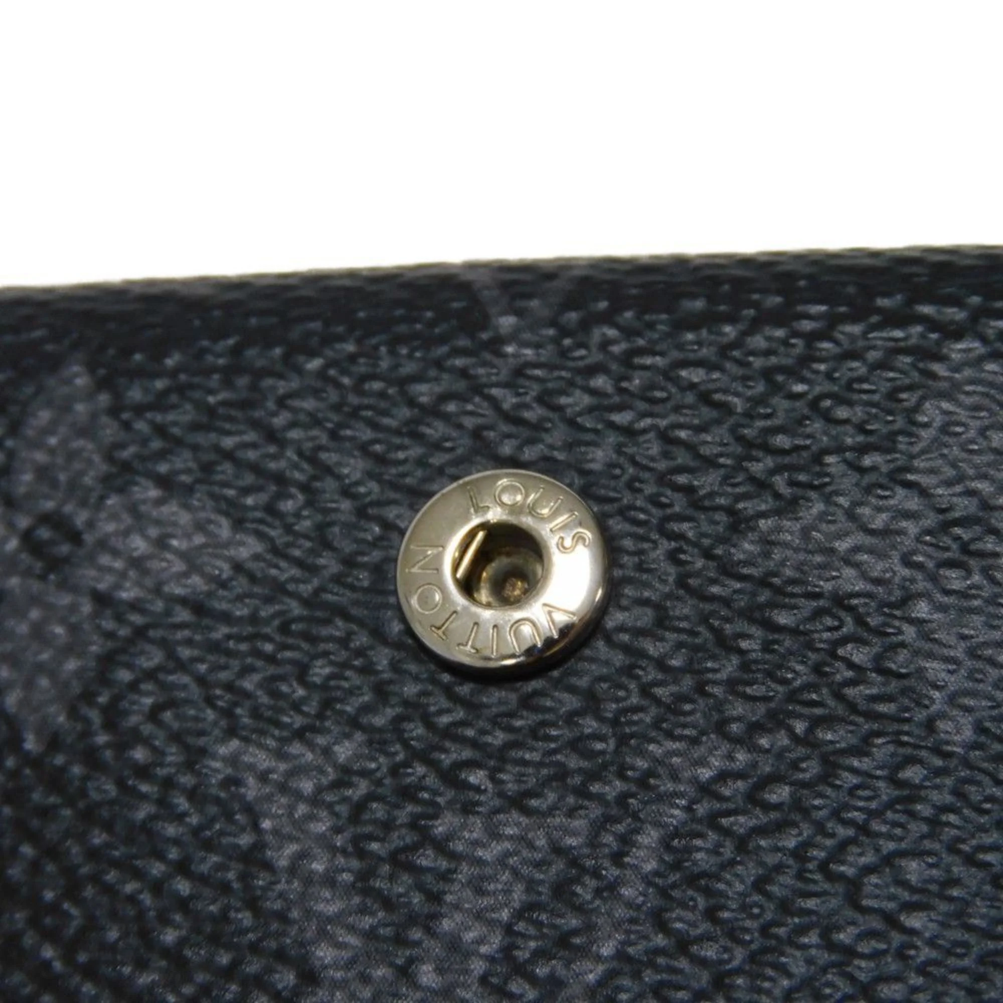 Pre-Owned LOUIS VUITTON Trifold Wallet Discovery Compact W Snap RFID Monogram Eclipse Reverse Noir M45417 Men's Billfold (Good)