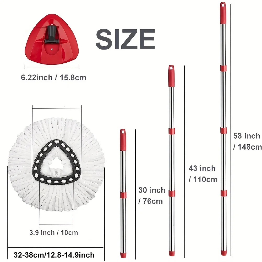 GRARENG Spin Mop Replacement Head+ Handle+ Base Compatible with OCedar EasyWring Spin Mop Accessory