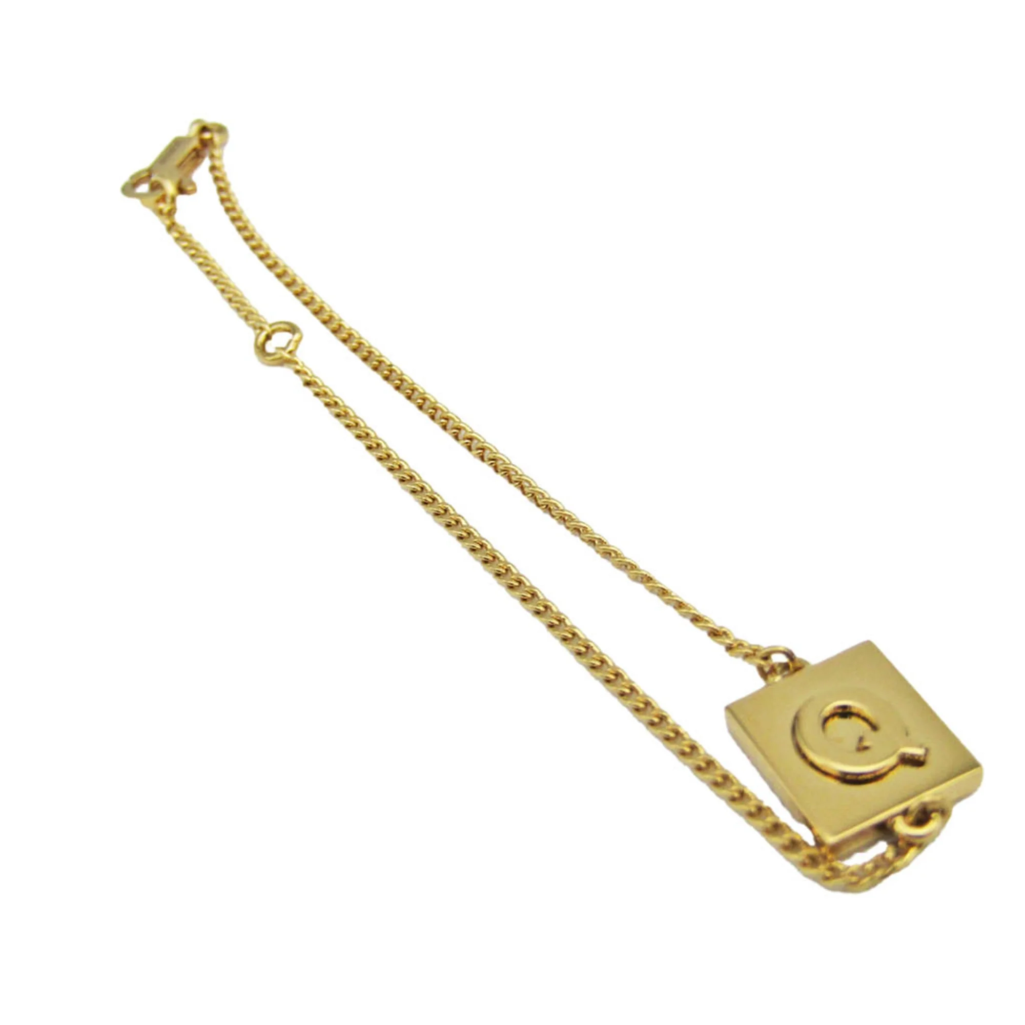 Pre-Owned Celine Alphabet 46B0 6BRA Metal No Stone Charm Bracelet Gold (Good)
