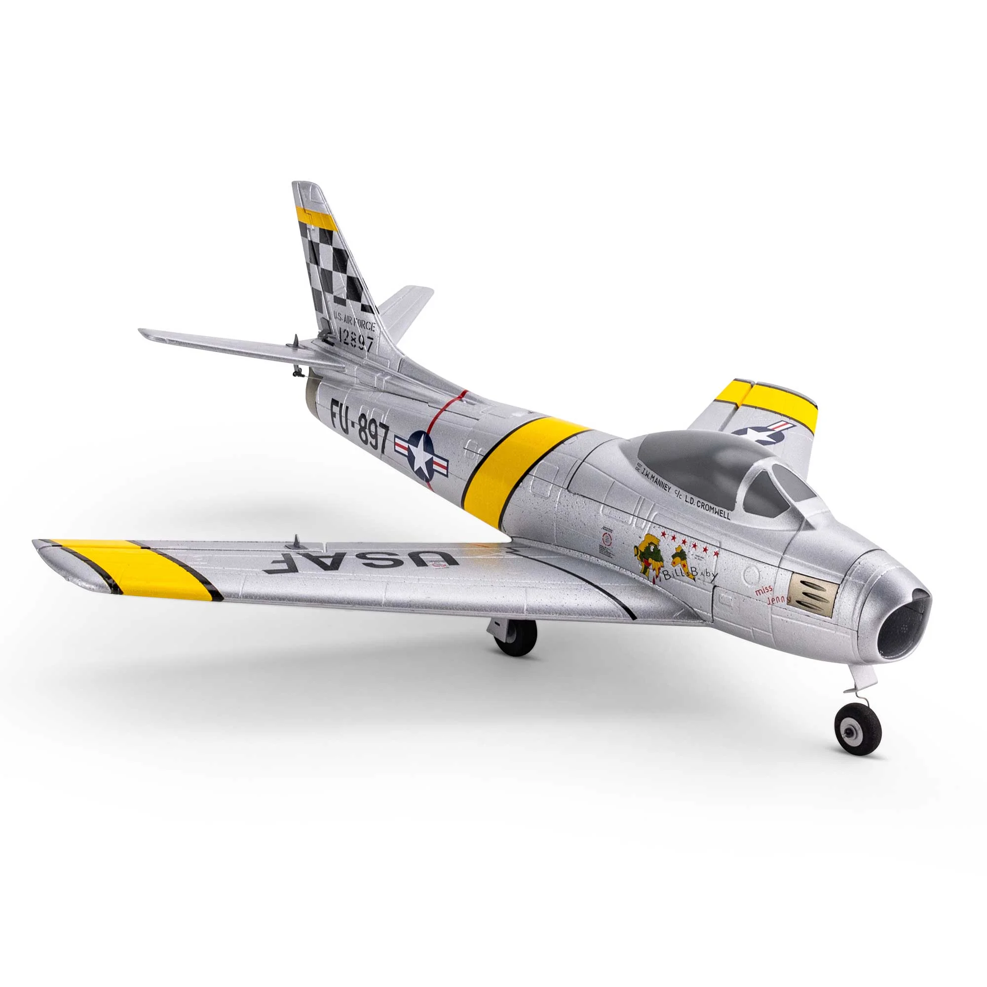 E-flite RC Airplane UMX F-86 Sabre 30mm EDF BNF Basic Transmitter Battery and Charger Not Included EFLU7050