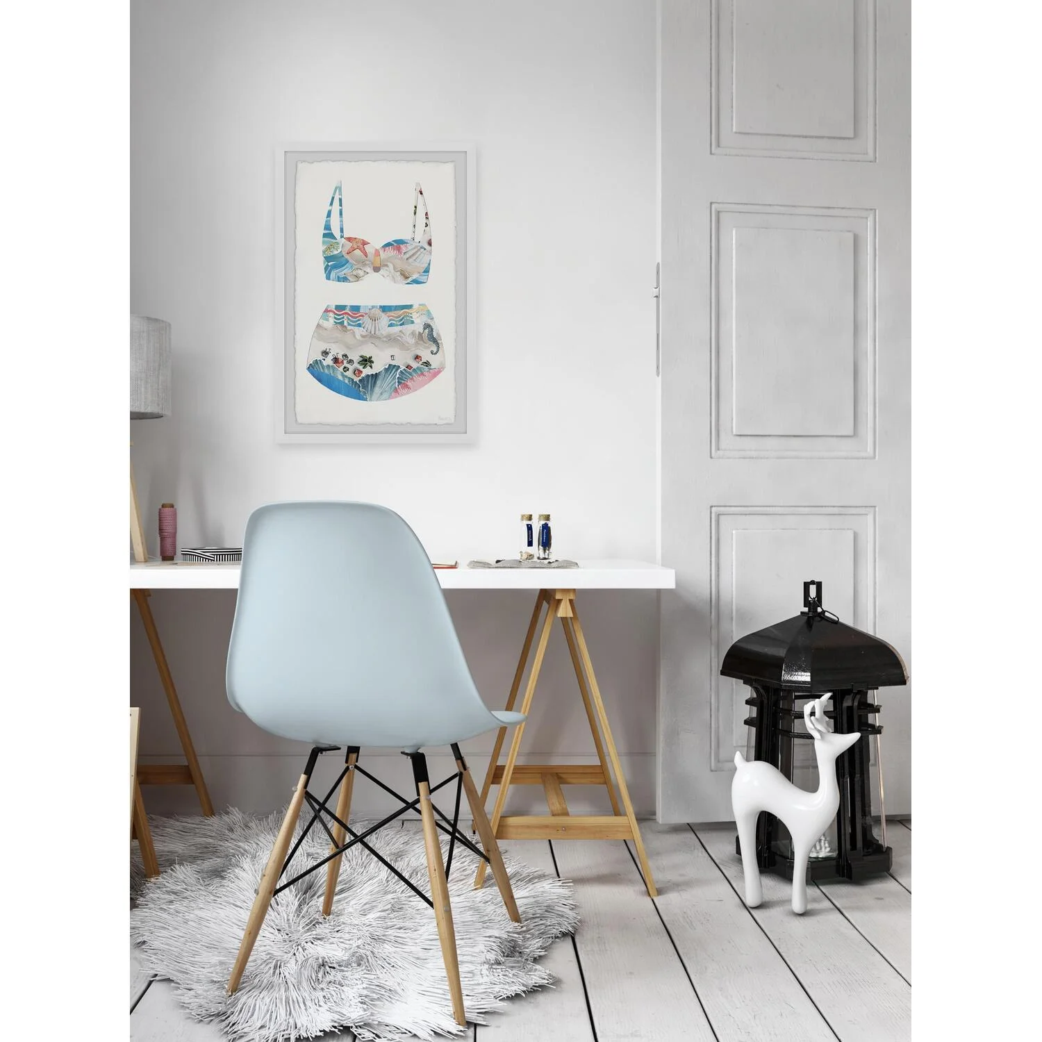 Maykoosh Retro Renaissance Coastal Beach Swimsuit Framed Painting Print