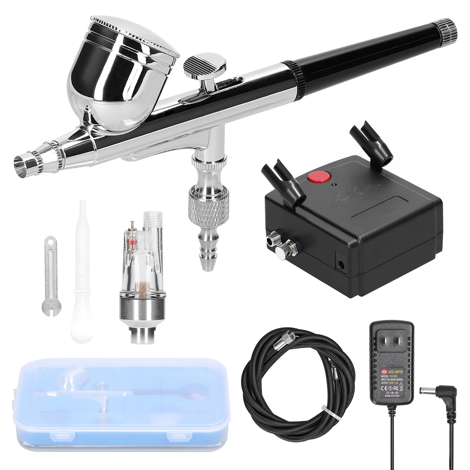 Arealer Multi-purpose Professional 0.3mm Airbrush Air Compressor Kit 20-35PSI Airbrush Pen Air Pump Set for Model Making DIY Art Lacquer