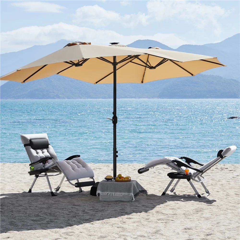 Alden Design 2pcs 29in Foldable Zero Gravity Recliner with Padded Cushion for Garden, Gray