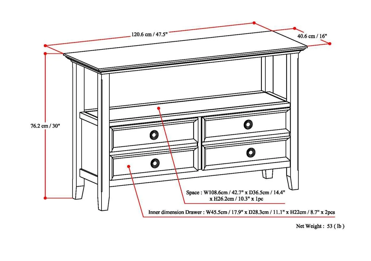 Brooklyn + Max Washington Solid Wood 48 inch Wide Transitional Console Sofa Table in Distressed Grey