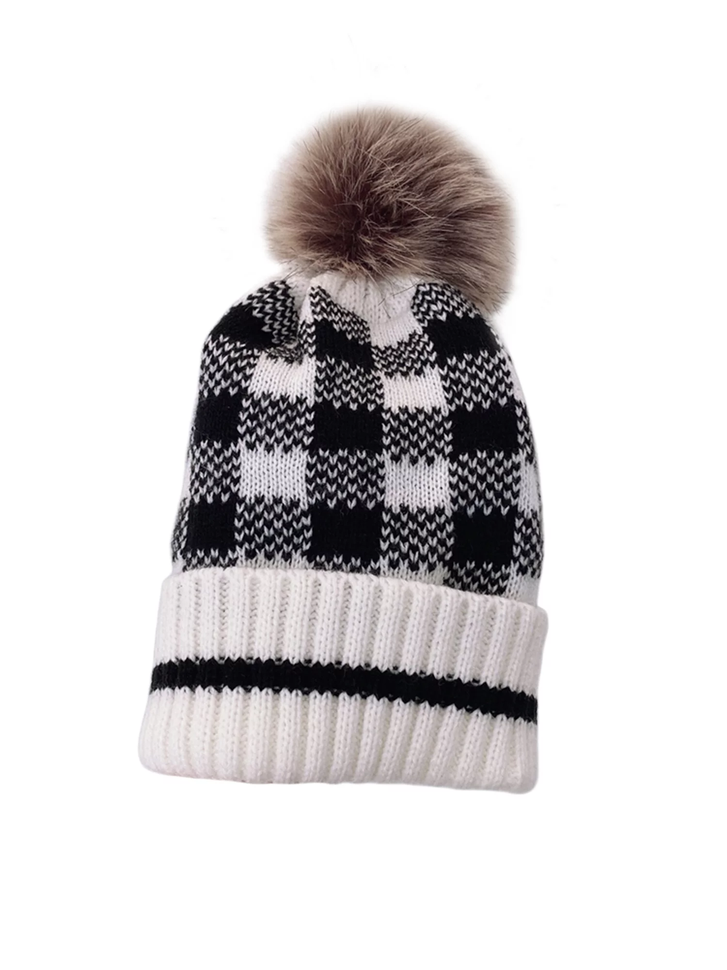 Christmas Plaid Hats Mom and Me, Winter Parent-Child Family Matching Hats Chunky Caps
