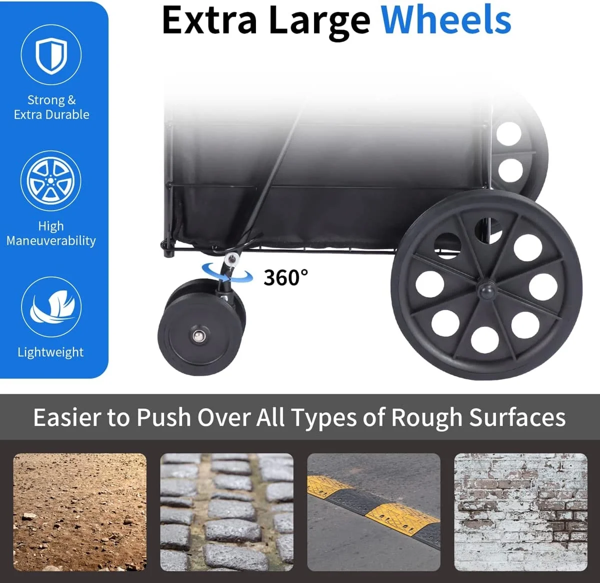 Folding Grocery Basket Cart Shopping Wheels Large Metal Utility Laundry