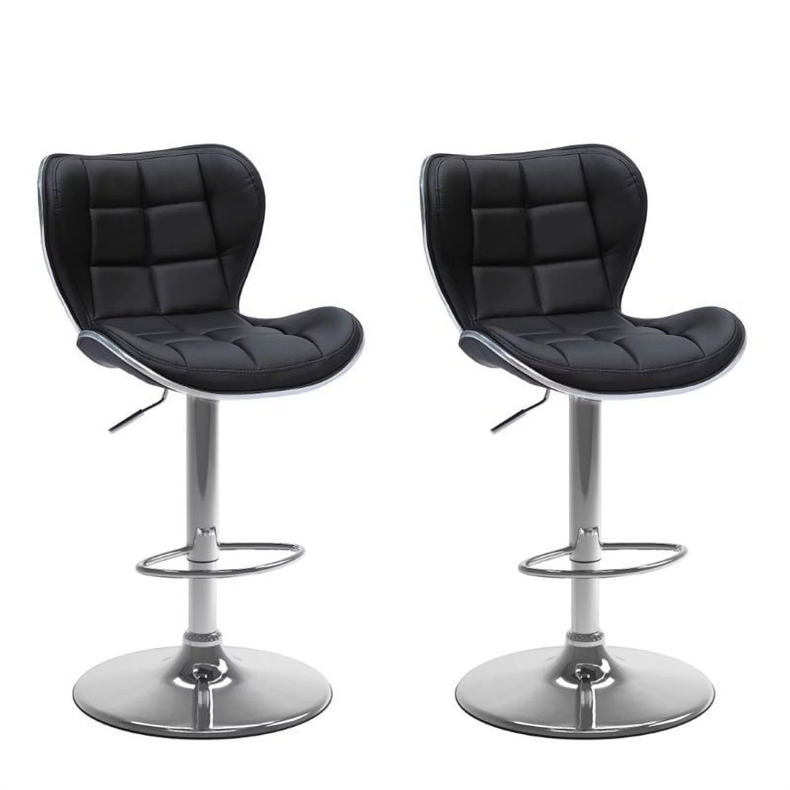 Kingfisher Lane Adjustable Bar Stool in Black Bonded Leather (Set of 2)