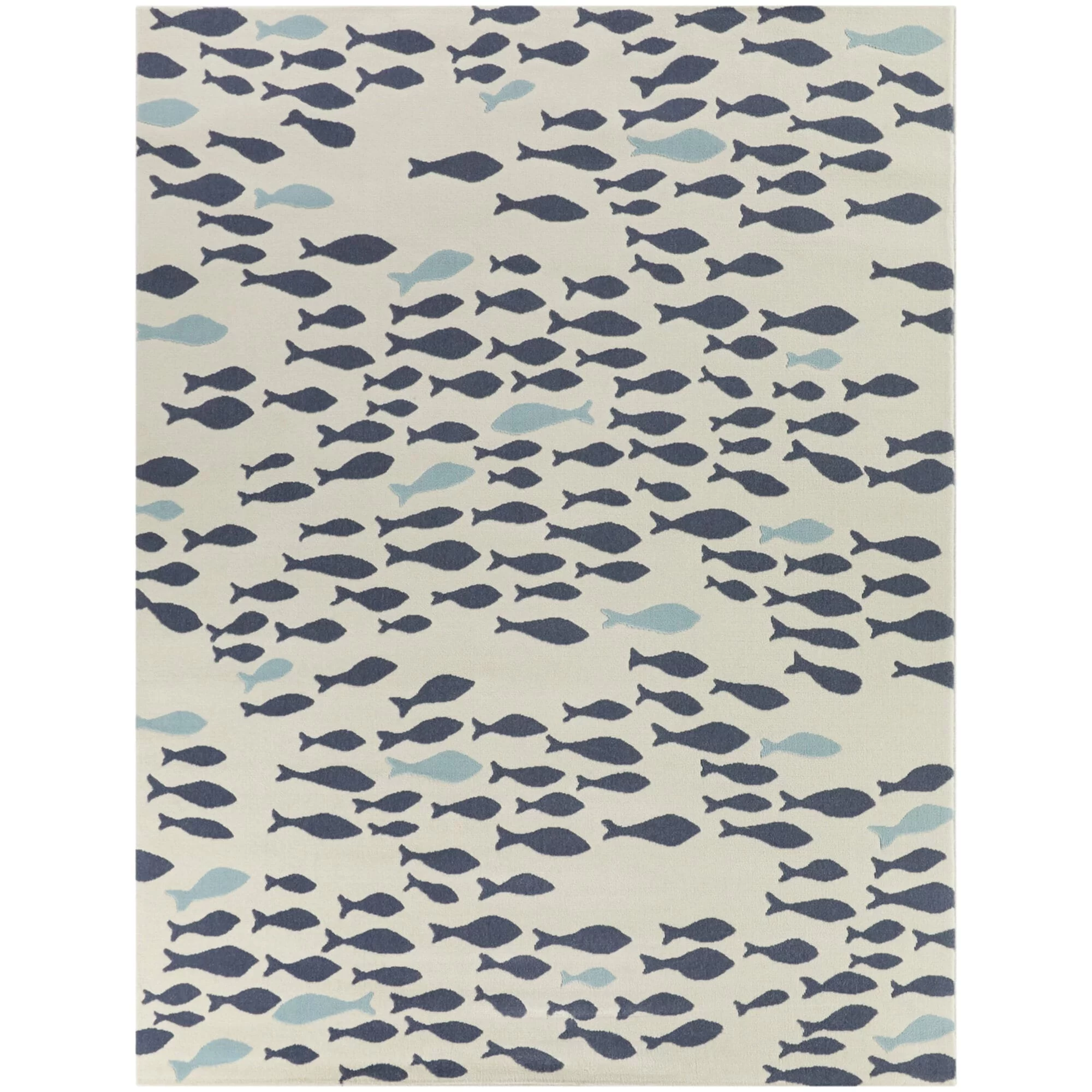 Balta Mod-Tod School of Fish Coastal Area Rug Cream 5'3