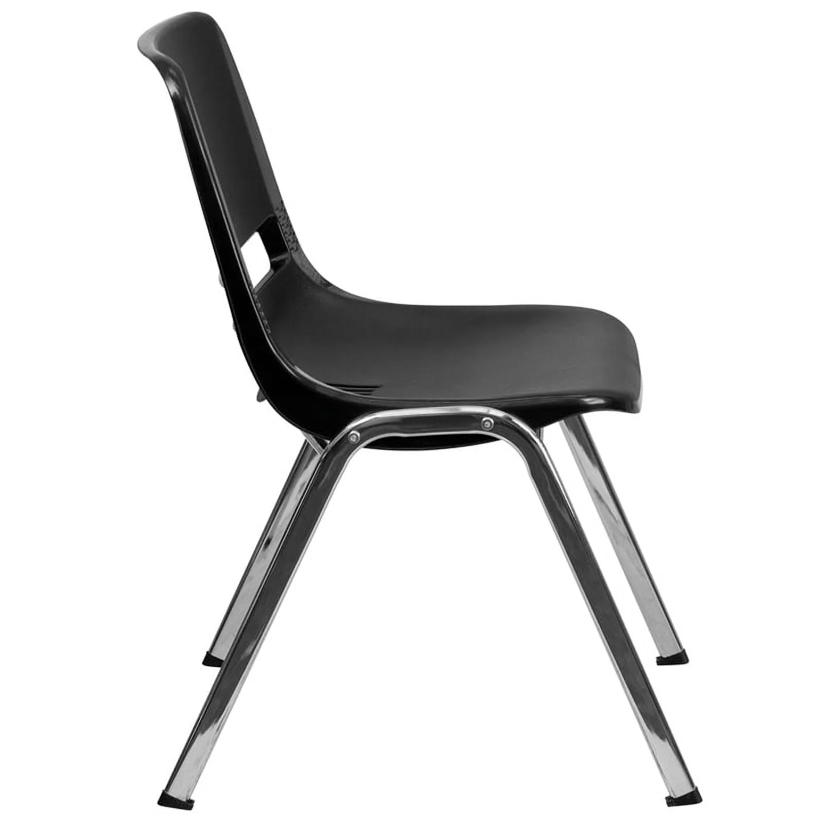Emma + Oliver Black Ergonomic Shell Stack Chair with Chrome Frame and 16