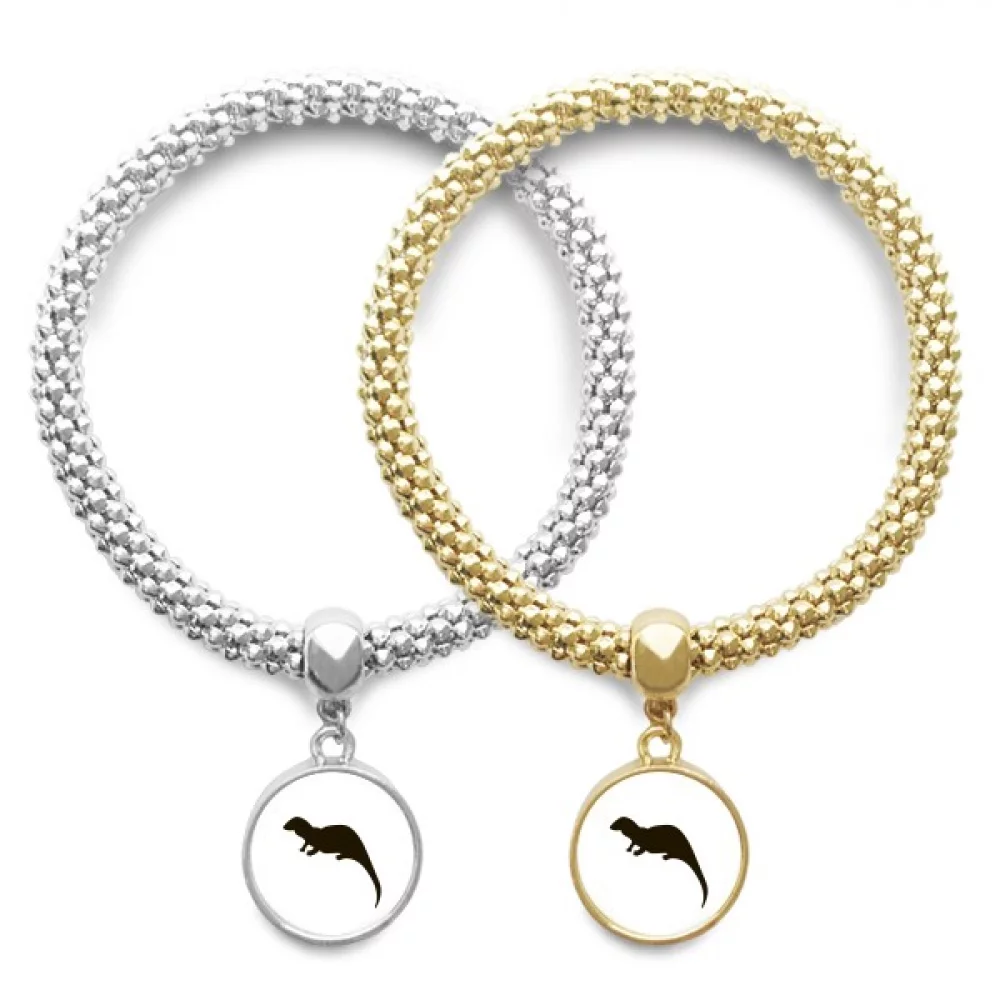 Black Seaotter Animal Portrayal Lover Bracelet Bangle Pendant Jewelry Couple Chain