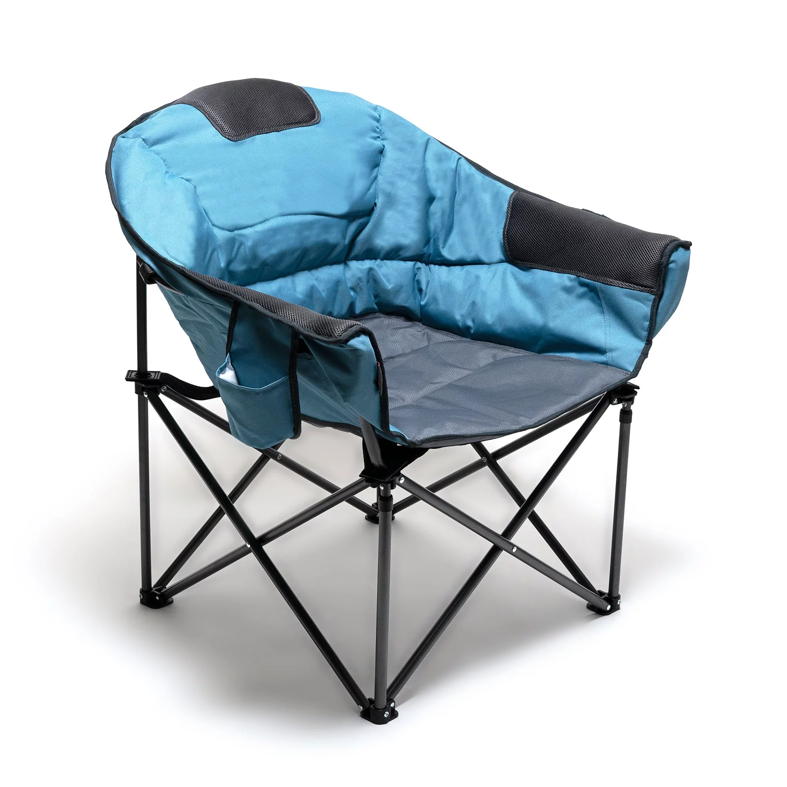 SunnyFeel Folding Camping Club Chair, Oversized Moon Chair, Comfortable Padded Sofa (Blue)