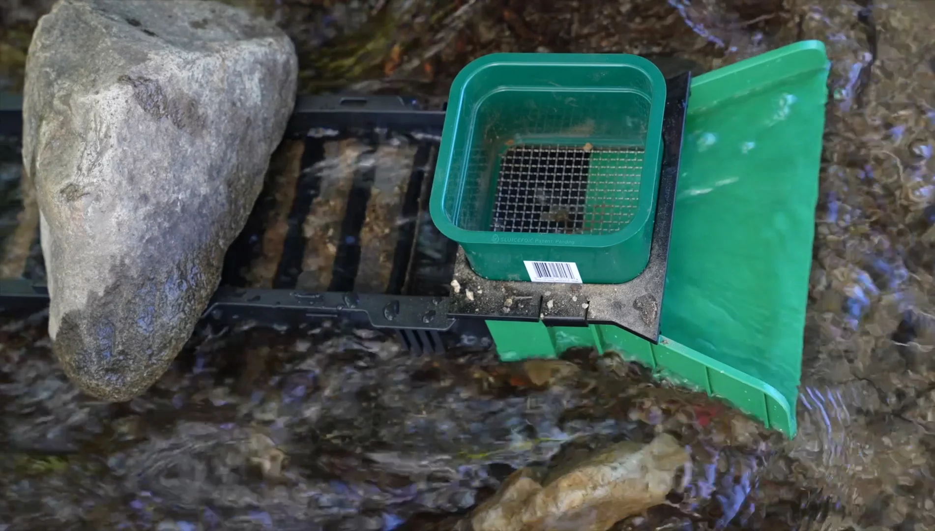 Sluice Fox 31 inch Sluice Box Compact Gold Panning Kit; portable sluice box and 2 classifier sifting pans; classify while you sluice with this patented prospecting tool set (Black)