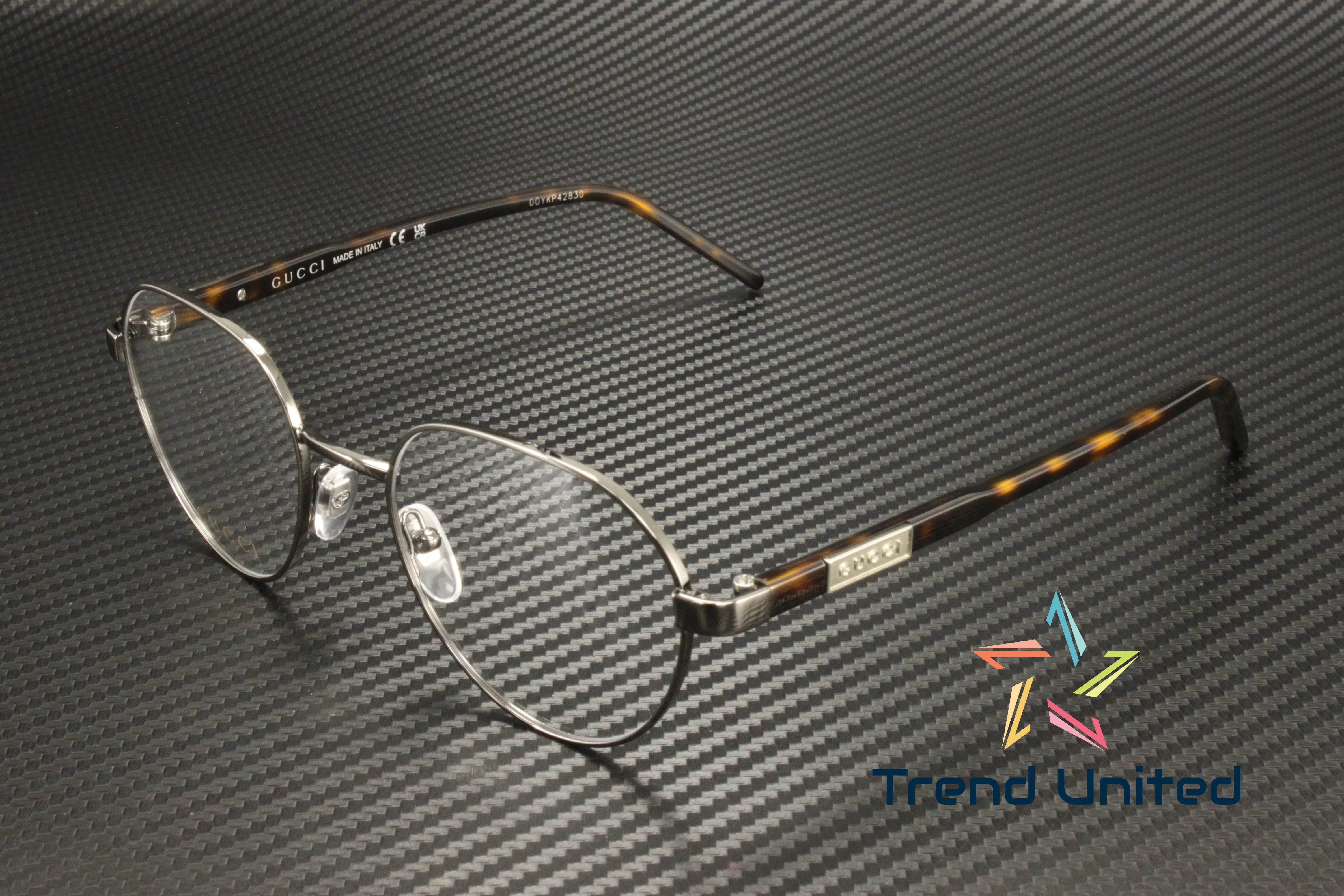 GUCCI GG1162O 002 Round Oval Panthos Metal Ruthenium Havana 51mm Mens Eyeglasses