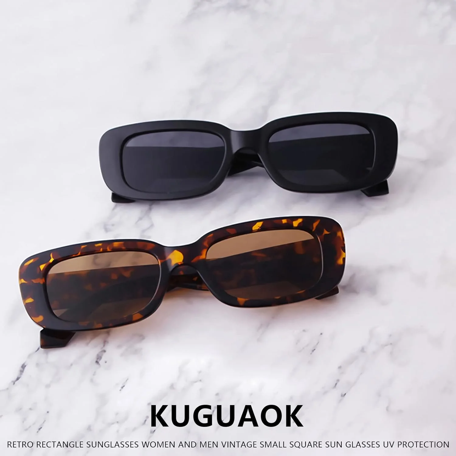 Rectangular Sunglasses Men's and Women's Small Square Sunglasses Uv-Proof Glass