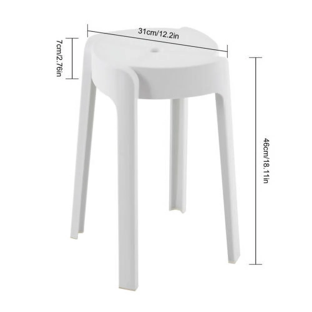 5Pcs Plastic Stools 18'' Height Indoor OutdoorKitchen Bar Chairs Stackable White