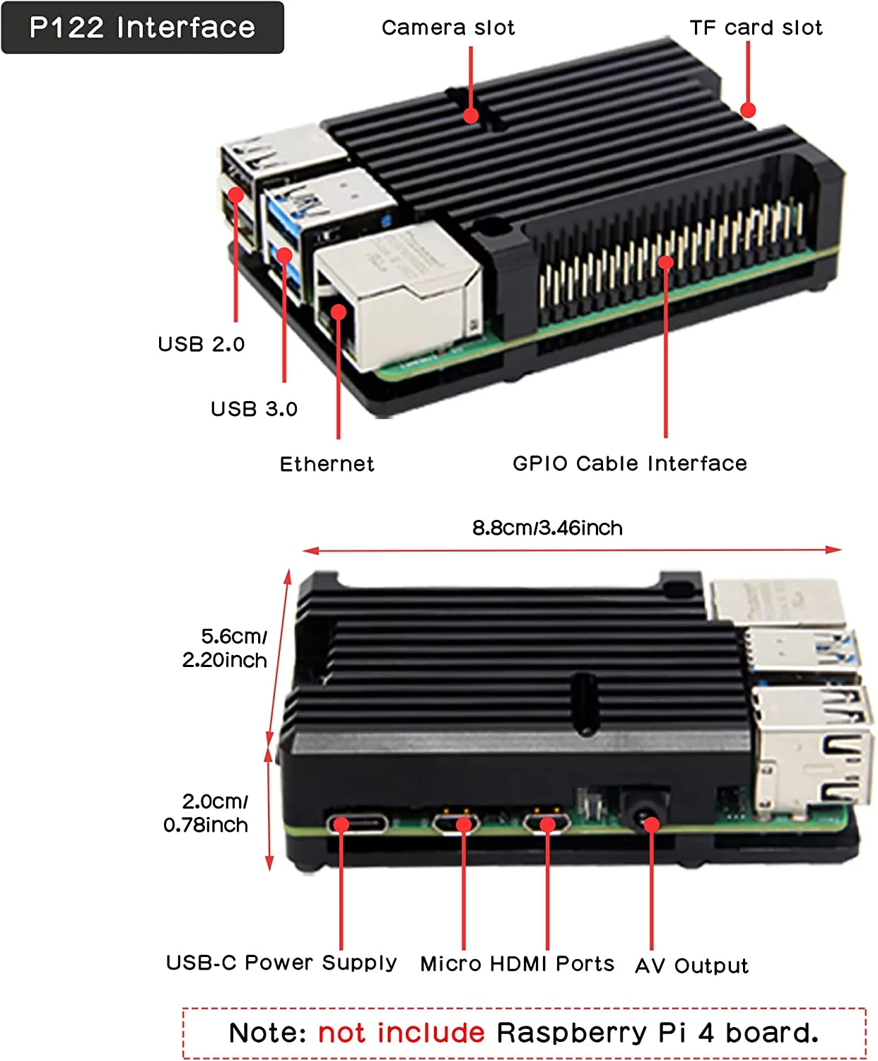 Raspberry Pi 4 Armor Case, Raspberry Pi 4 Computer Model B Armor Aluminum Alloy Passive Cooling Case