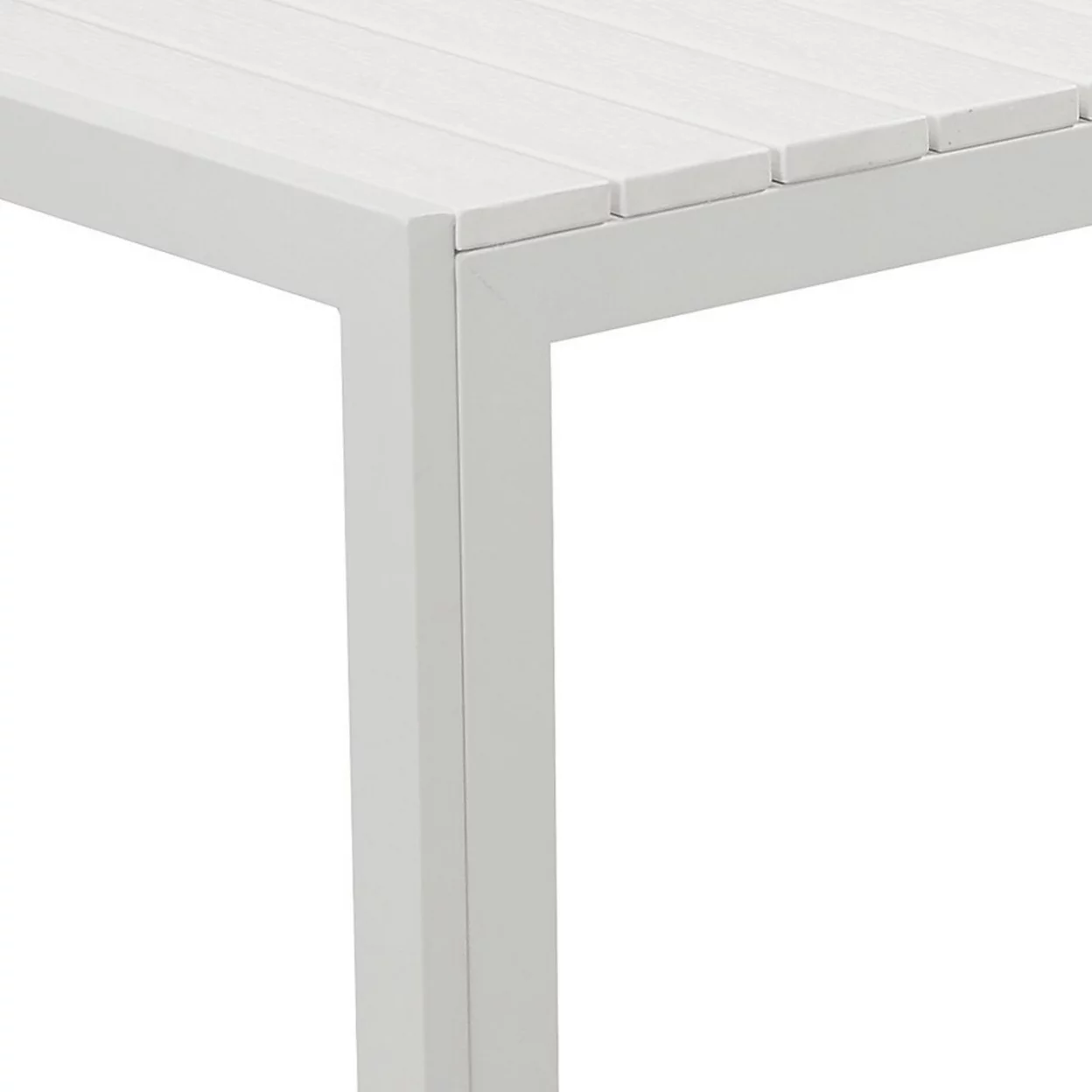 Theo 53 Inch Outdoor Bench, White Aluminum Frame, Plank Style Seat Surface- Saltoro Sherpi