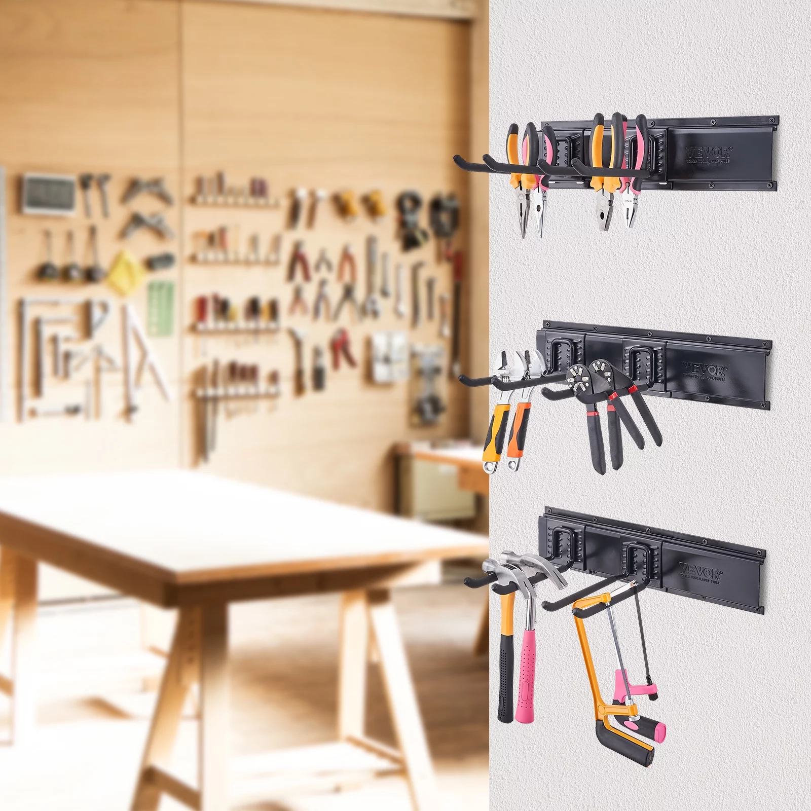 BENTISM Garage Tool Organizer Storage Rack Holder Wall Mounted Heavy Duty 600 lbs