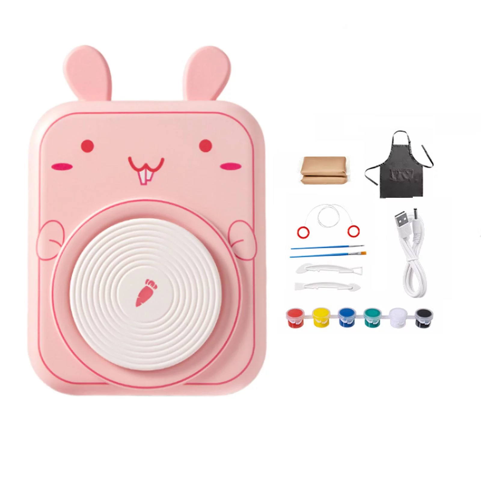 Electric Pottery Wheel Adjustable Speed Molding for School Beginners Home pink rabbit
