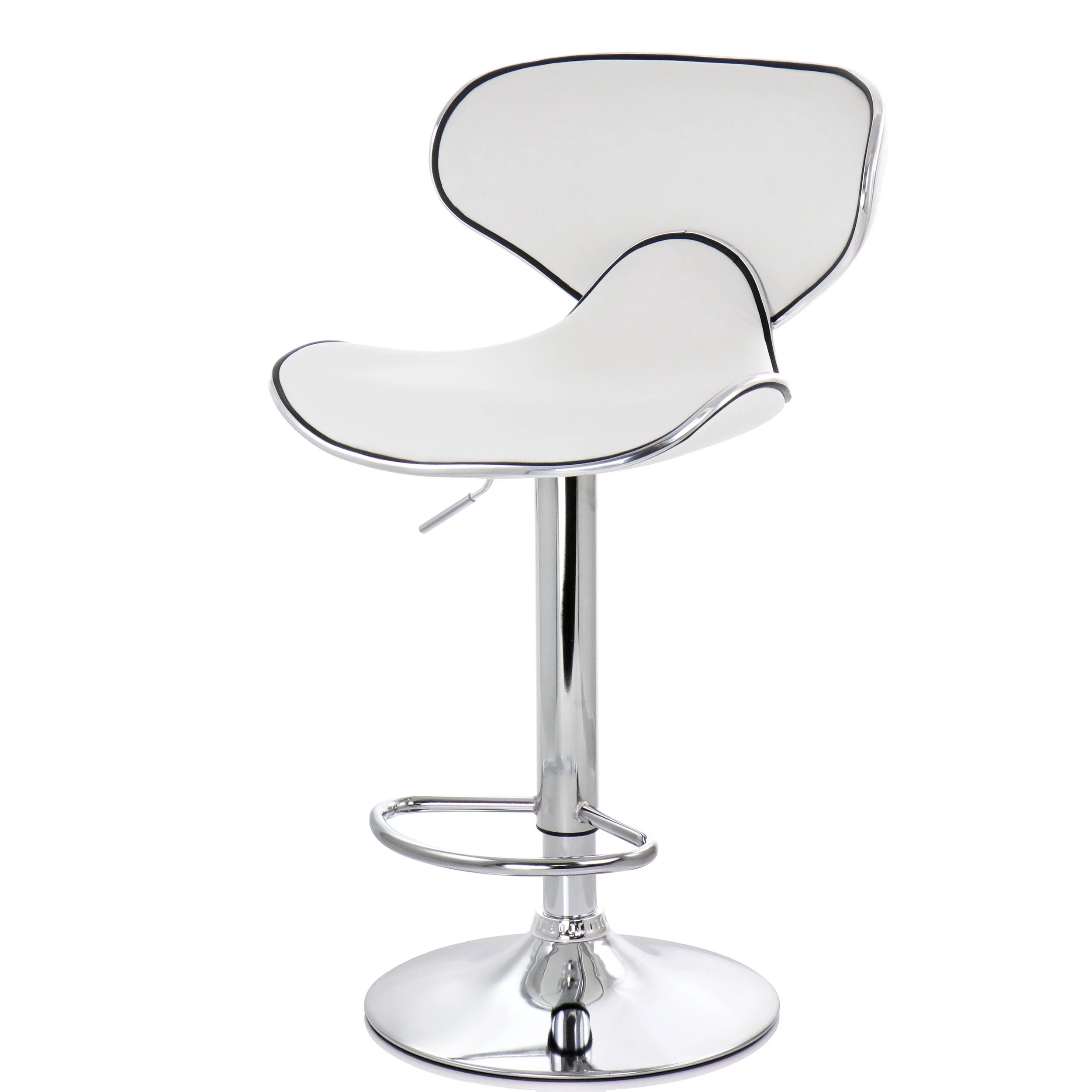 Elama Bar Stool with Adjustable Height & Swivel, White and Chrome, Set of 2