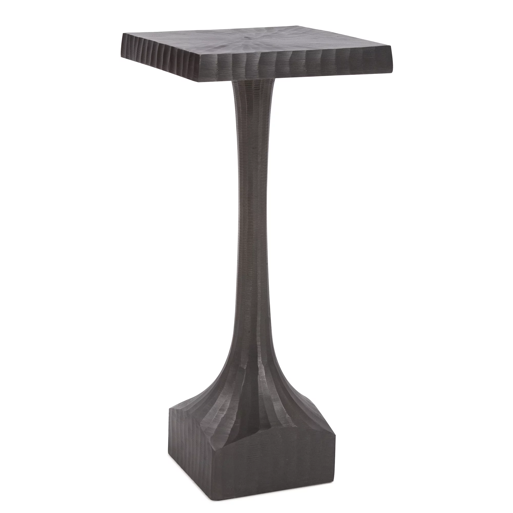 Tyler Dillon Square Graphite Chiseled Metal Martini Table 20.5