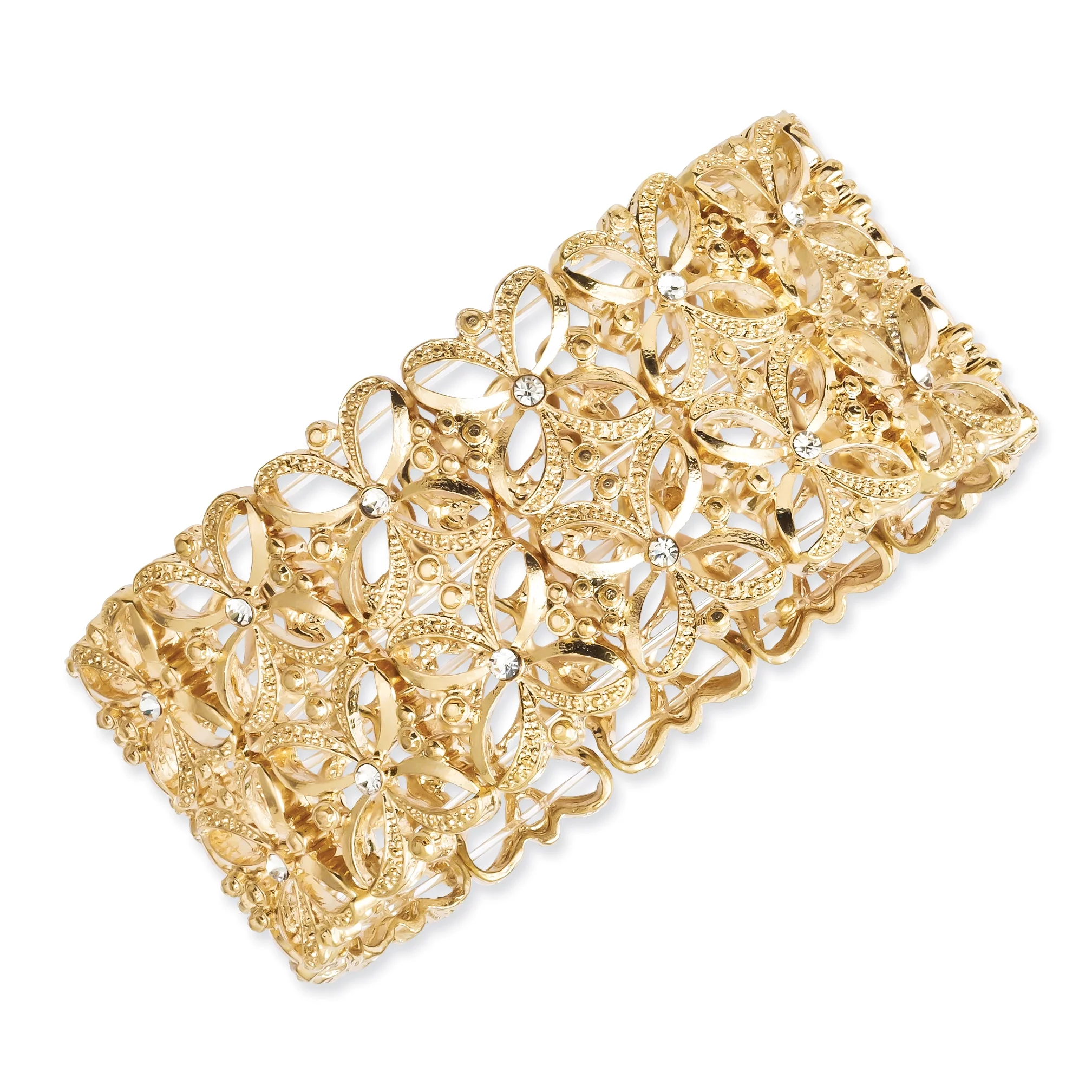 Tres Timeless Gold-Toned Garden Cuff Style Stretch Bracelet NEW
