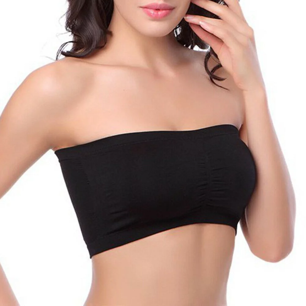 Nituyy Women's Seamless Bandeau Crop Tube Top Bra Strapless Padded Bralette