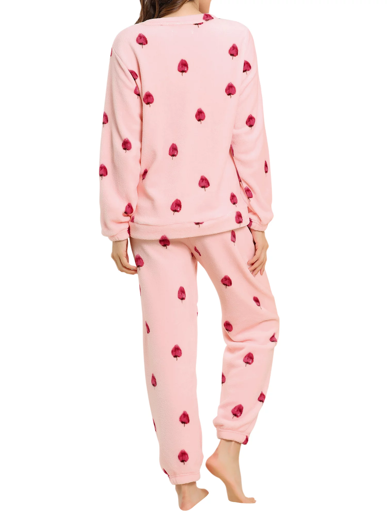 Allegra K Women's Winter Flannel Pajama Sets Long Sleeve Loungewear